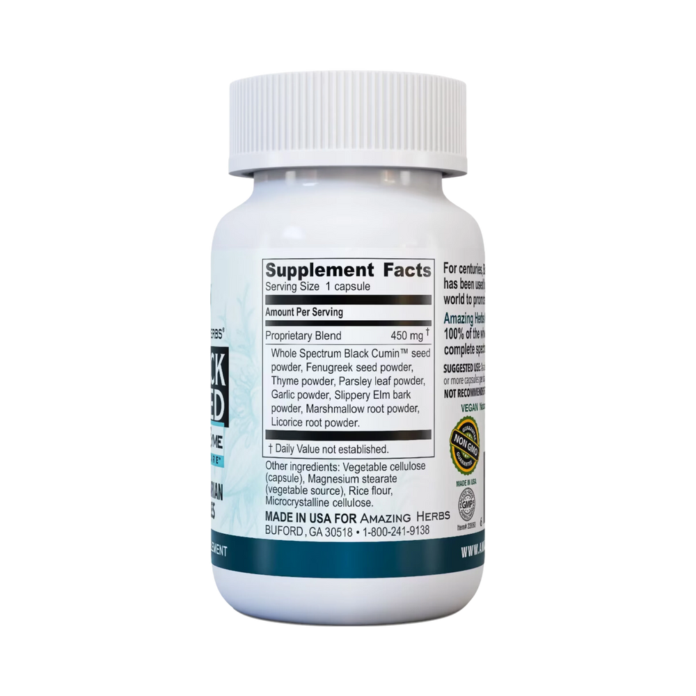 Amazing Herbs, Black Seed Fenuzyme Bronc Care, 60 Capsules