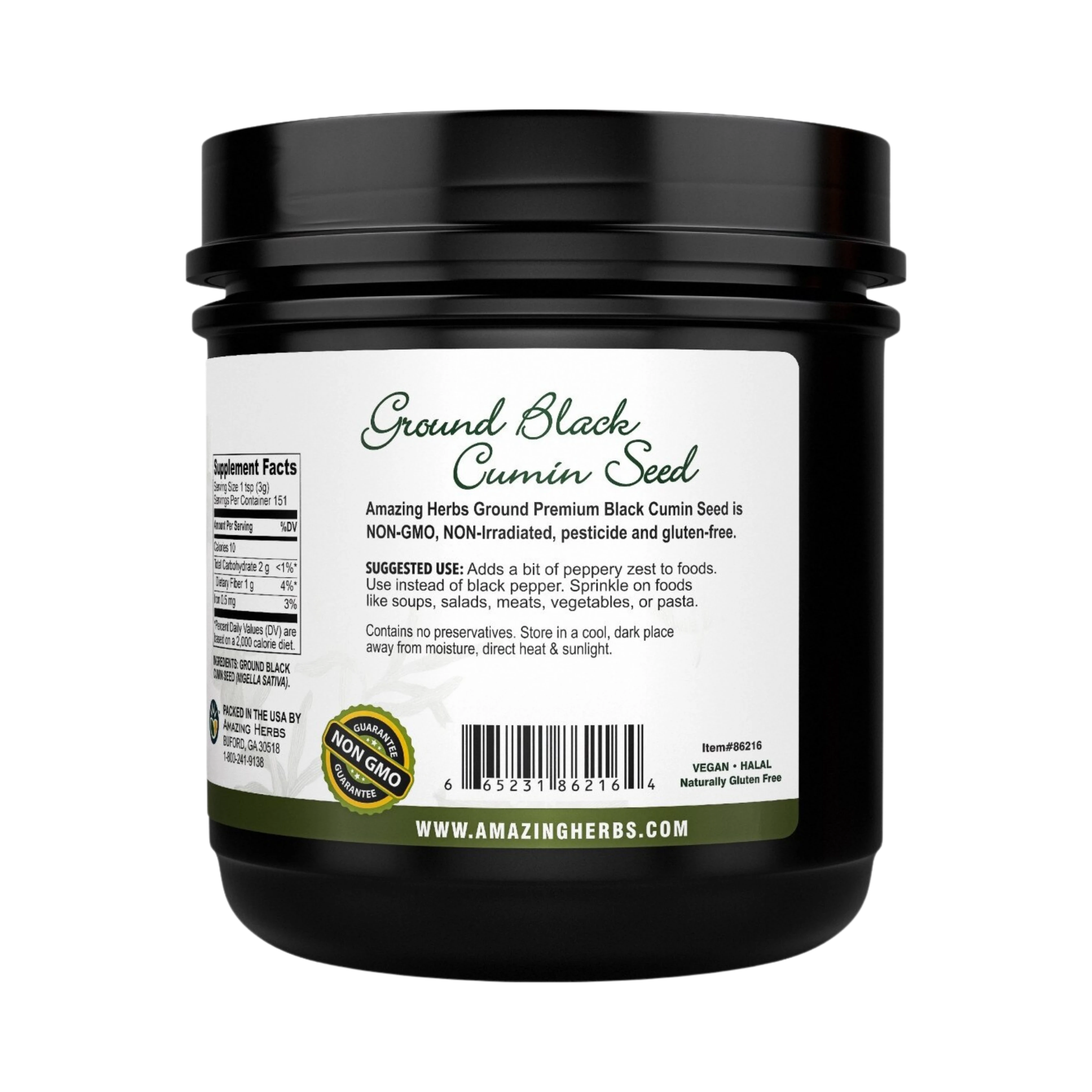 Amazing Herbs, Black Seed, Ground Premium Black Cumin Seed, 1 Lb