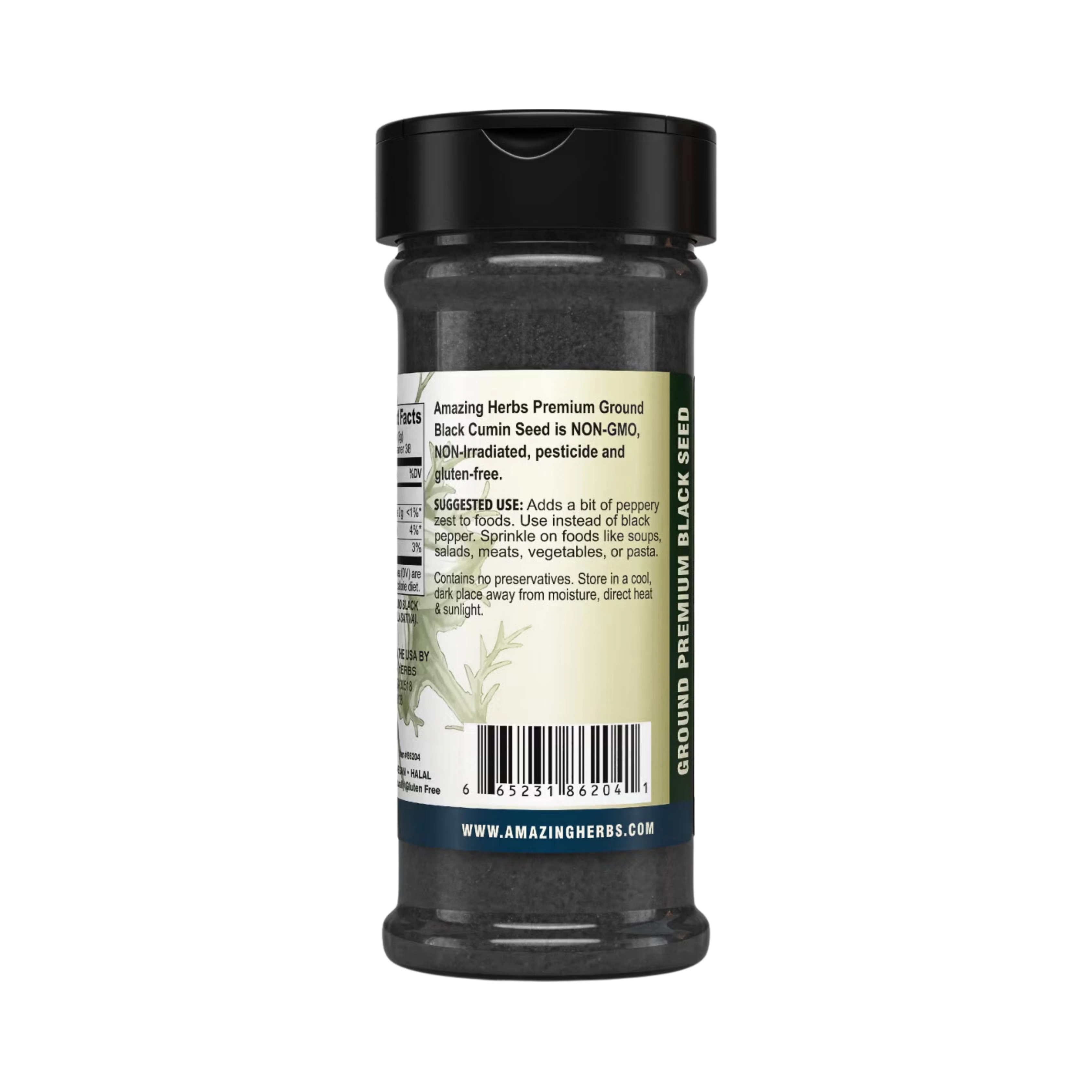 Amazing Herbs, Black Seed, Ground Premium Black Cumin Seed, 4 Oz