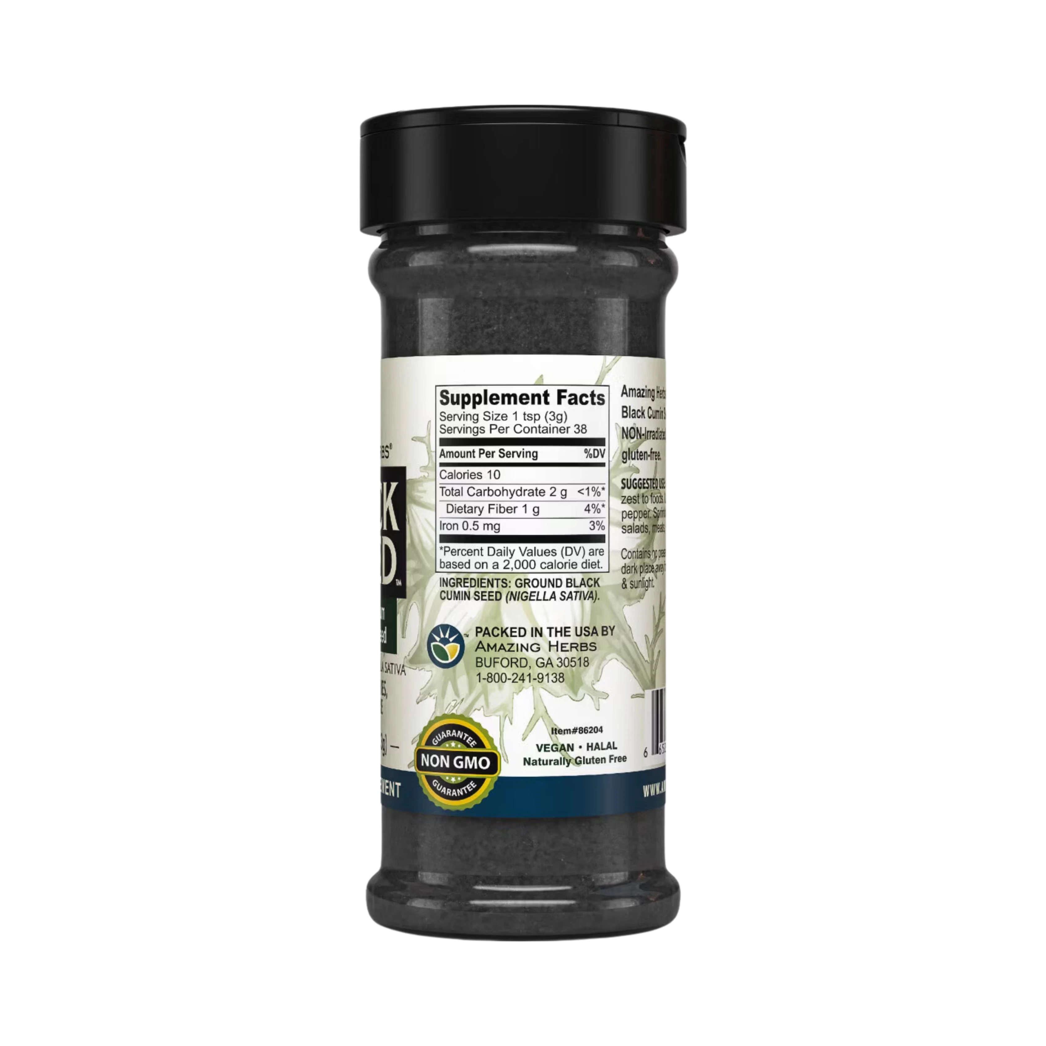 Amazing Herbs, Black Seed, Ground Premium Black Cumin Seed, 4 Oz