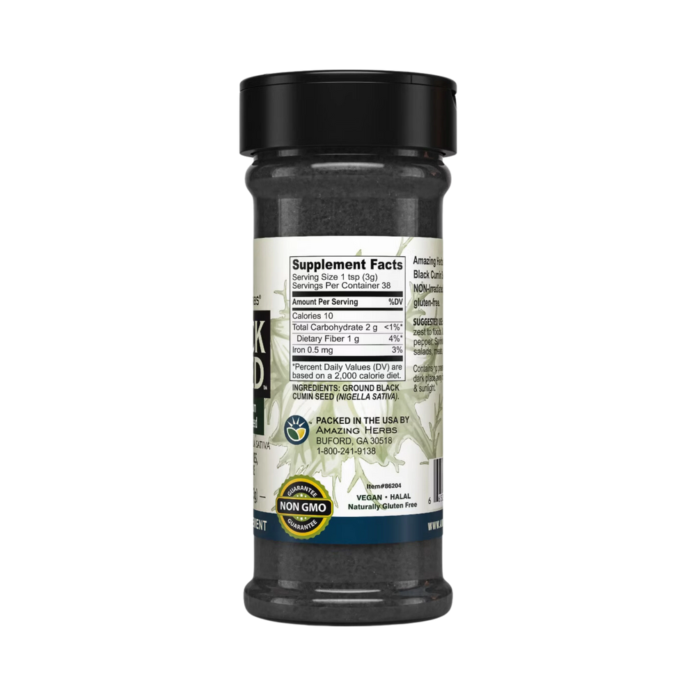 Amazing Herbs, Black Seed, Ground Premium Black Cumin Seed, 4 Oz