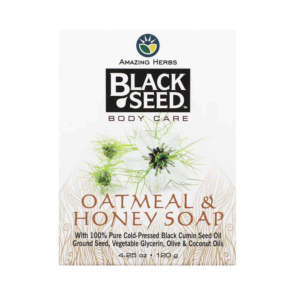Amazing Herbs, Black Seed, Oatmeal & Honey Bar Soap, 4.25 Oz