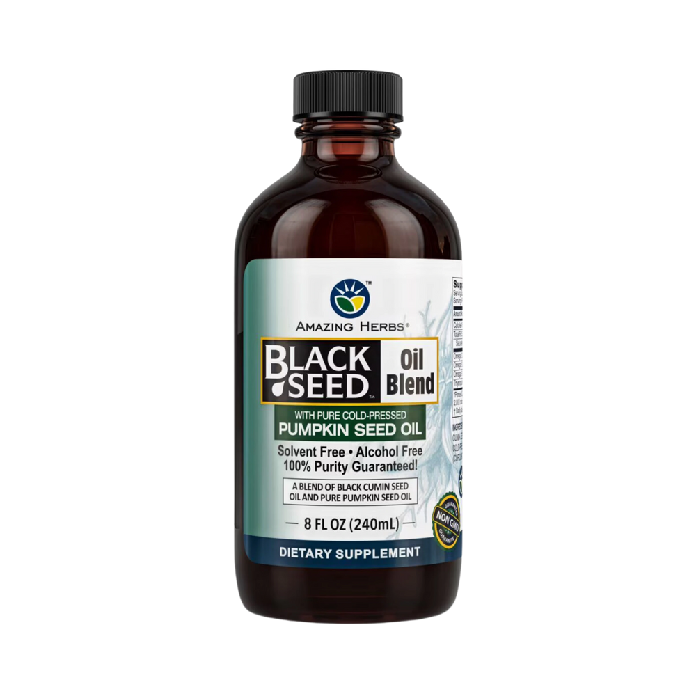 Amazing Herbs, Black Seed Oil Blend with Pumpkin Seed Oil, 8 Fl Oz