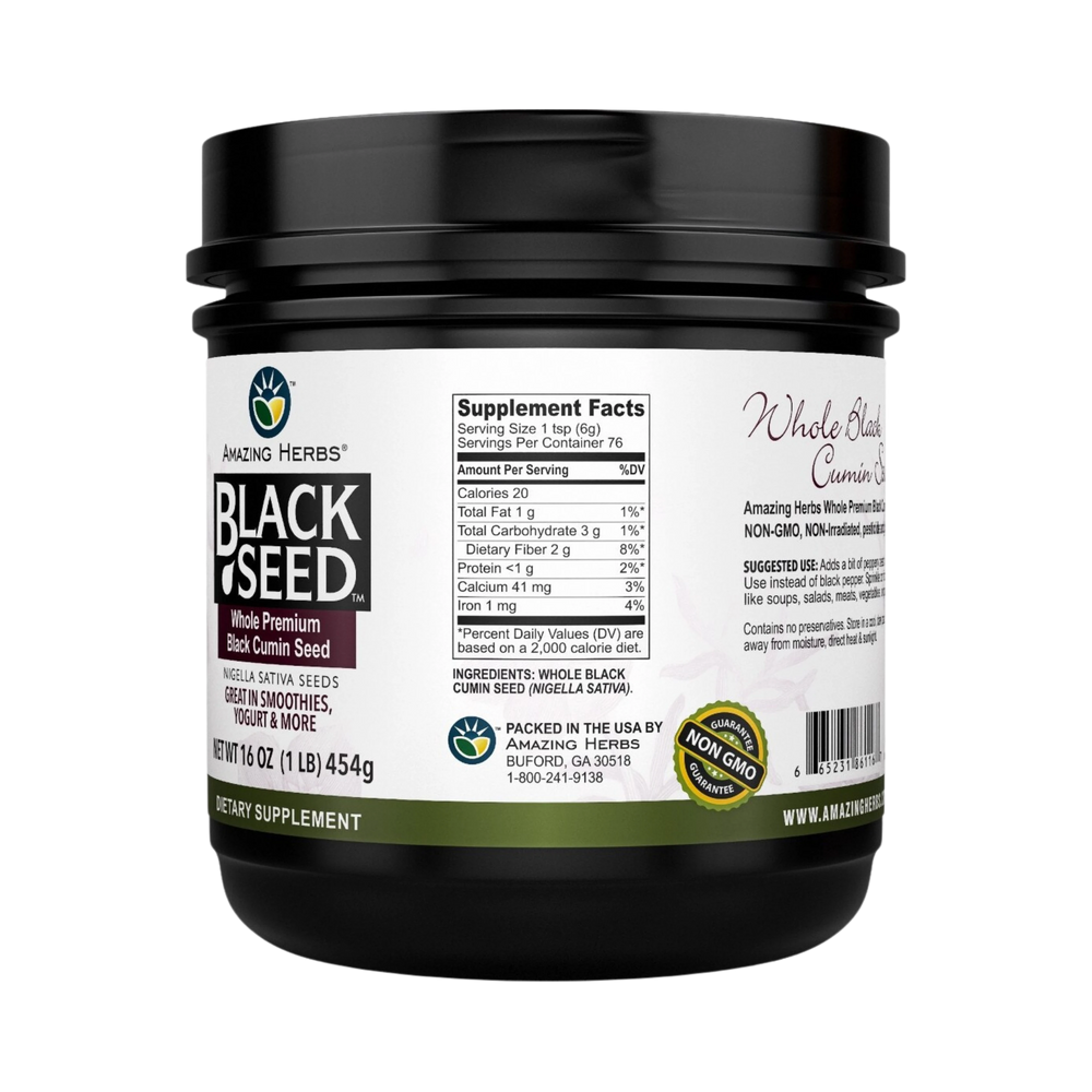 Amazing Herbs, Black Seed, Whole Premium Black Cumin Seed, 16 Oz