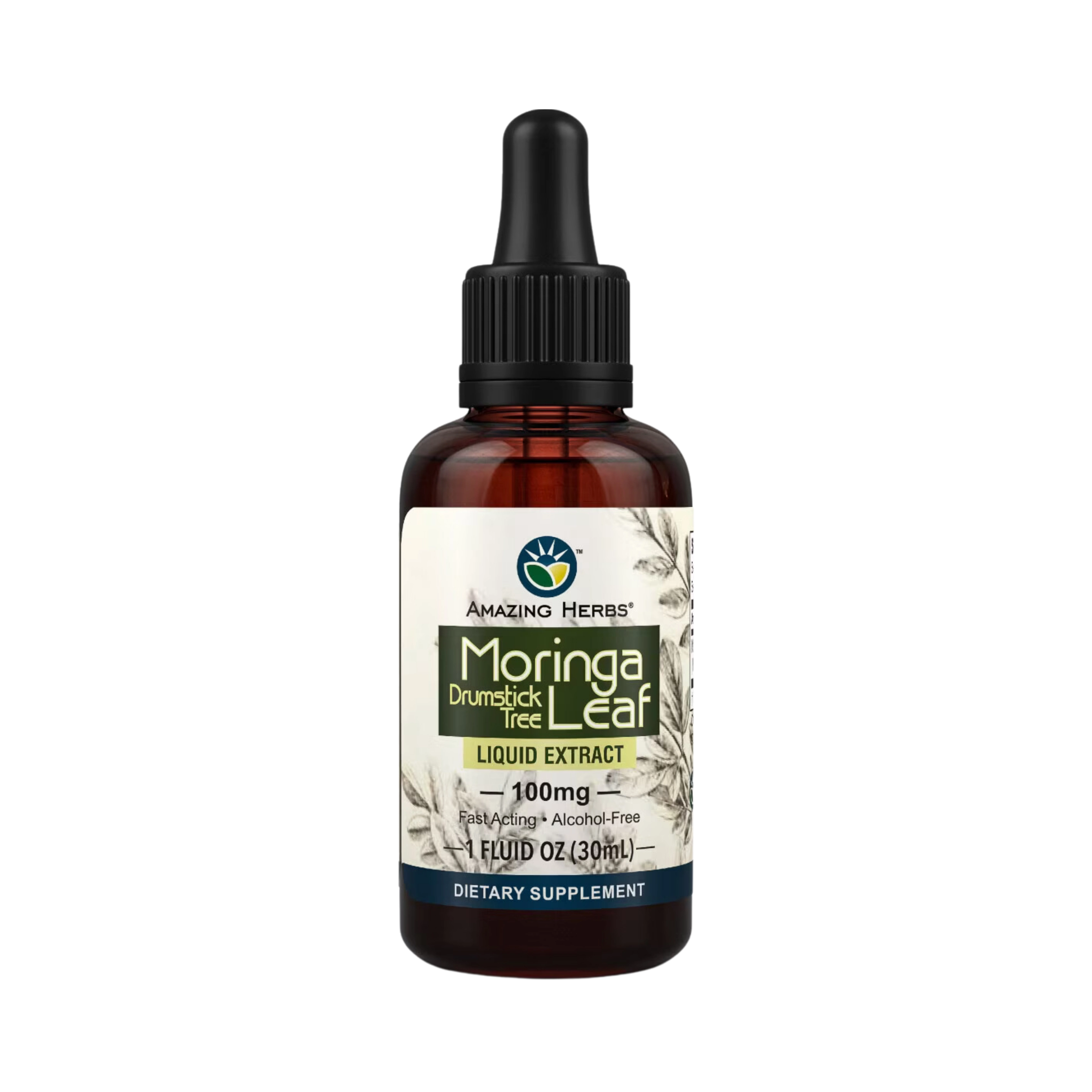 Amazing Herbs, Moringa Leaf Liquid Extract, 100 Mg, 1 Fl Oz