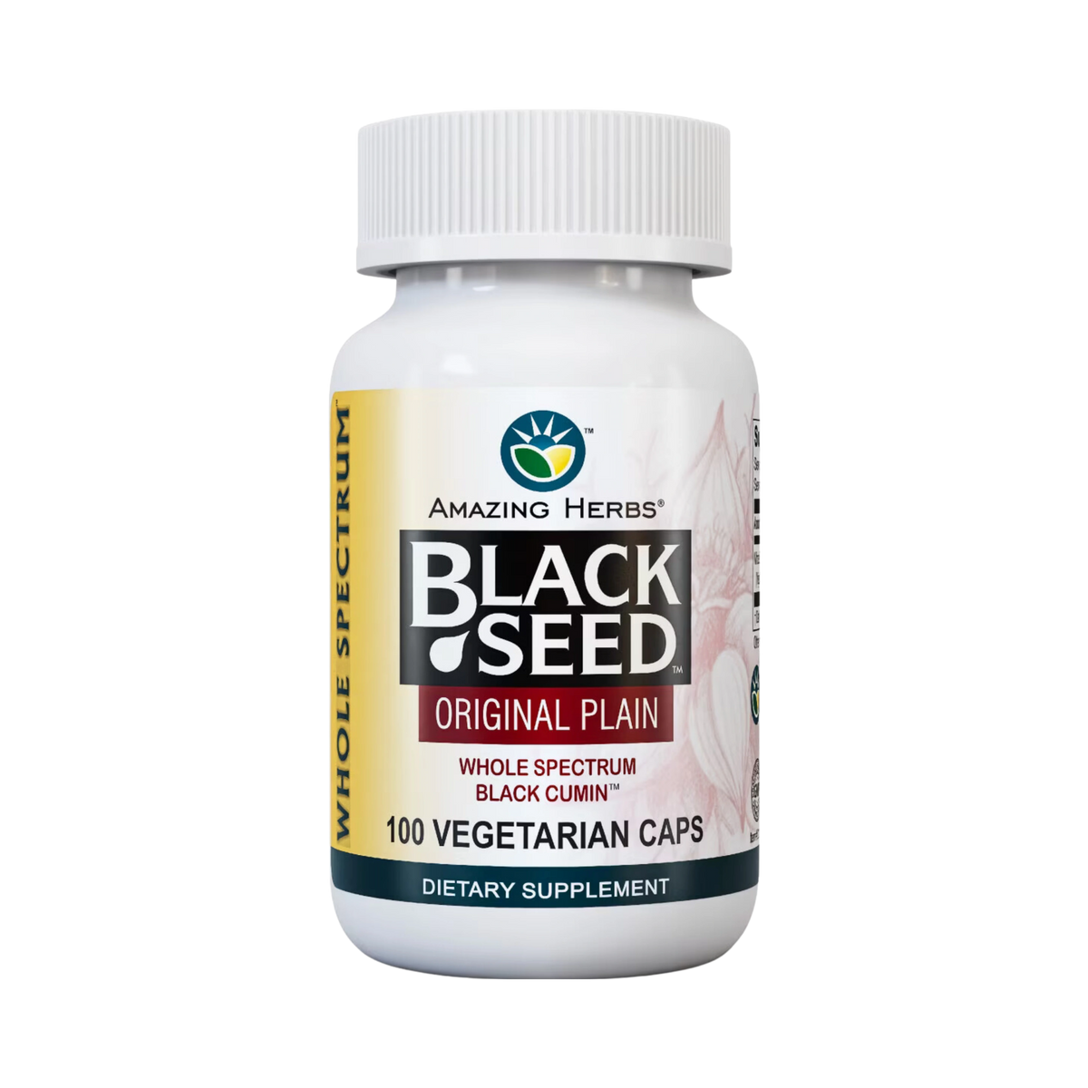 Amazing Herbs, Whole Spectrum Black Seed Original Plain, 100 Capsules