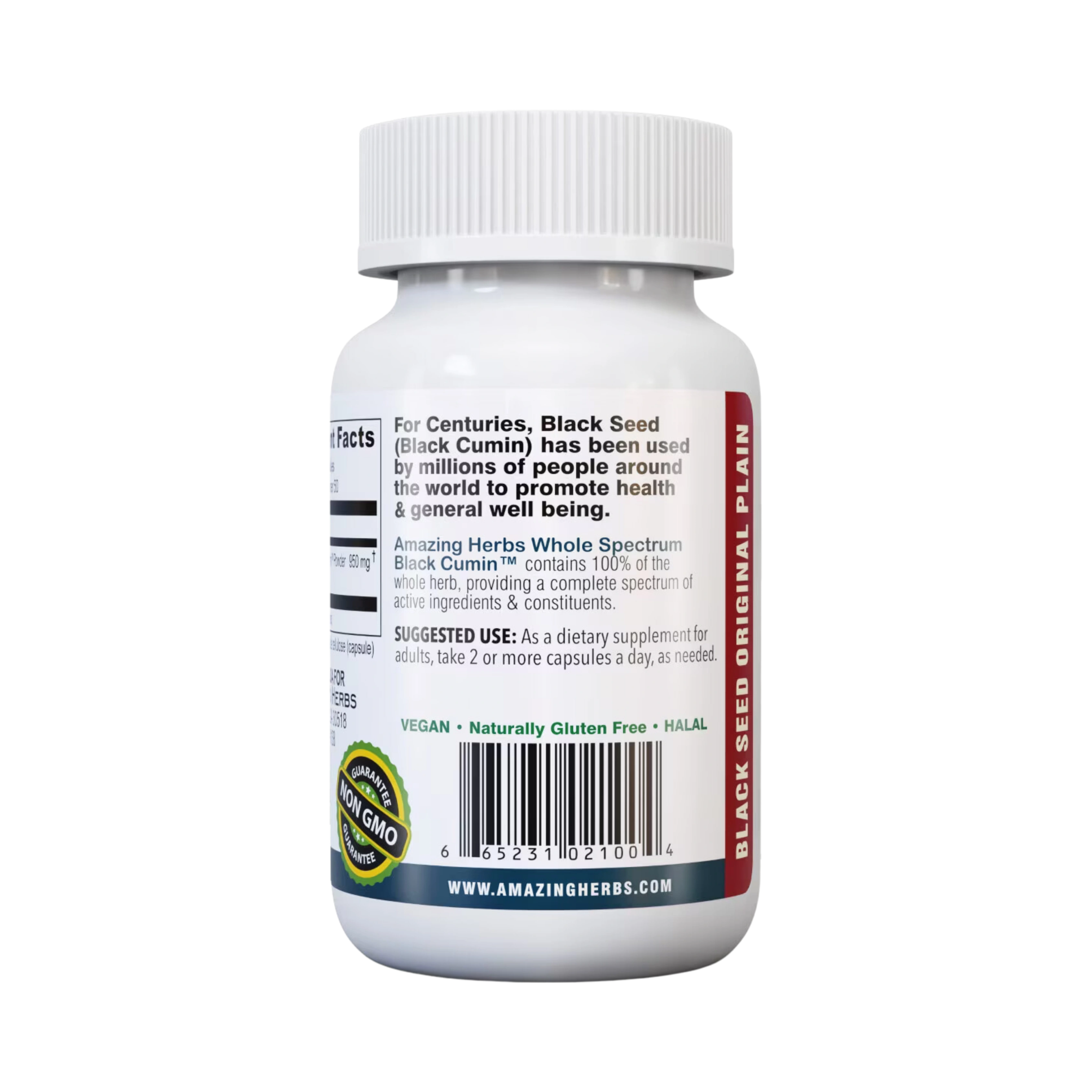 Amazing Herbs, Whole Spectrum Black Seed Original Plain, 100 Capsules