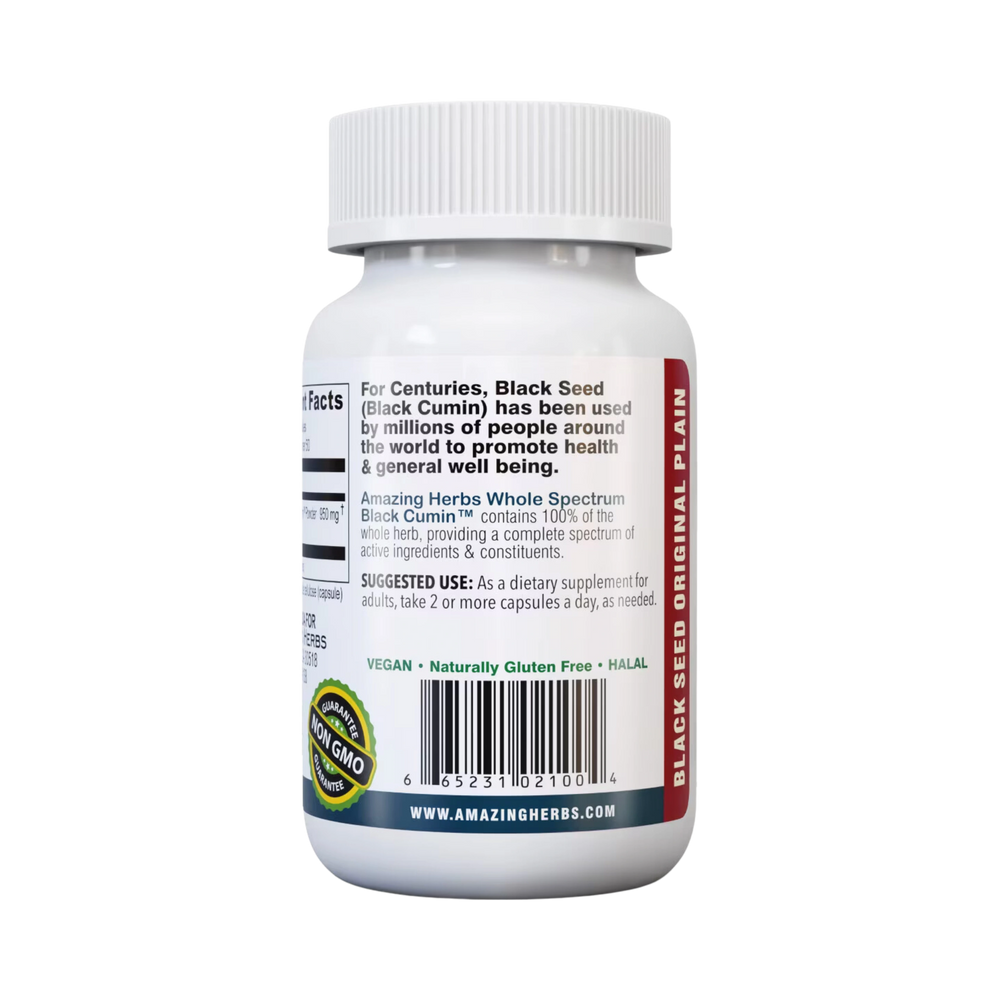 Amazing Herbs, Whole Spectrum Black Seed Original Plain, 100 Capsules