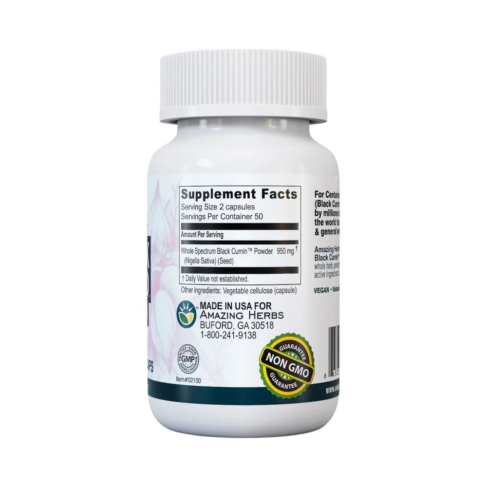 Amazing Herbs, Whole Spectrum Black Seed Original Plain, 100 Capsules