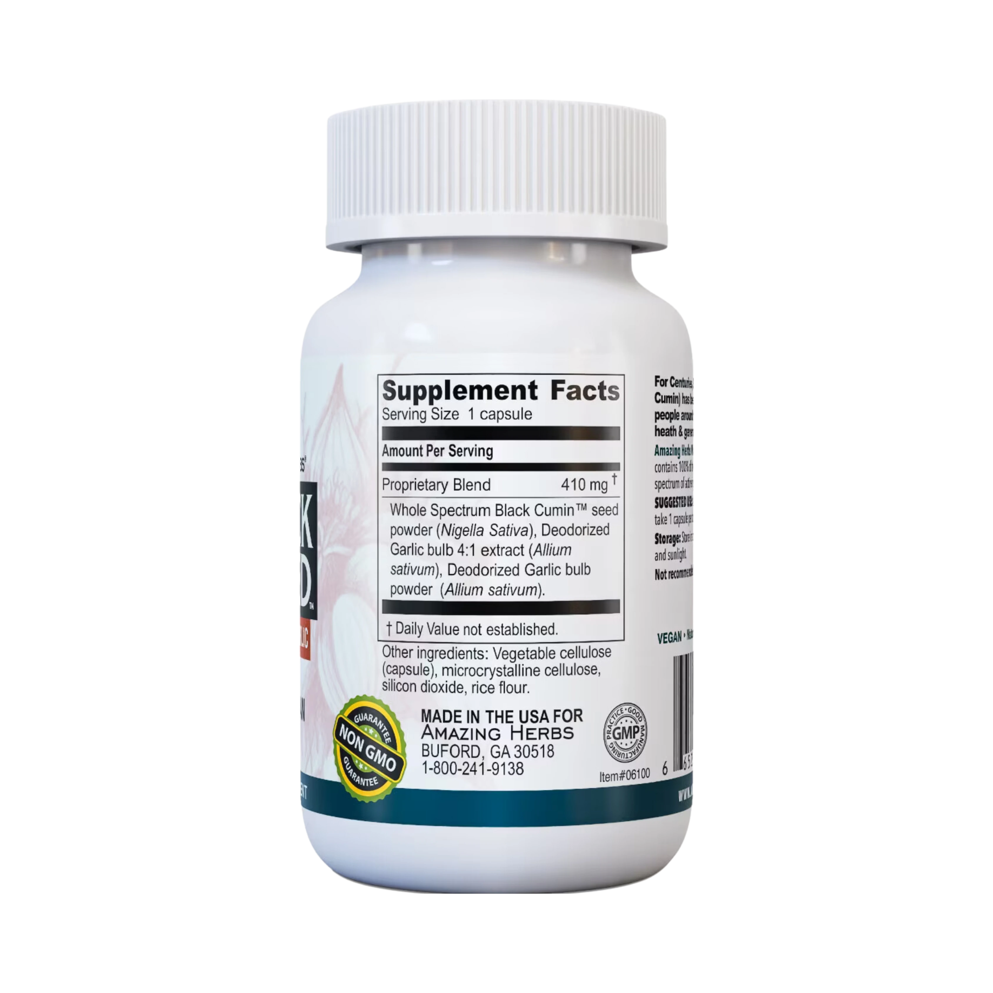 Amazing Herbs, Whole Spectrum Black Seed with High Potency Garlic, 100 Caps