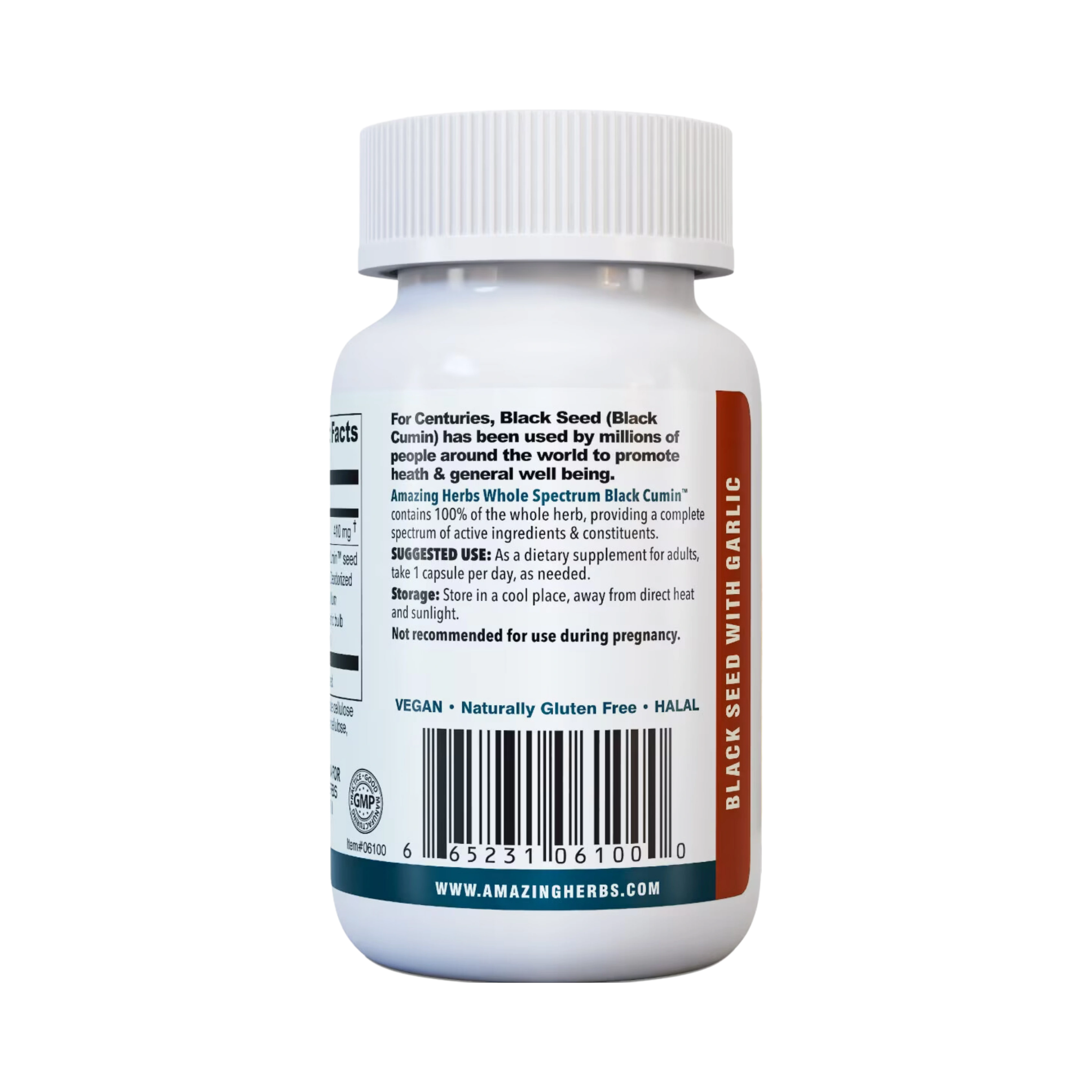 Amazing Herbs, Whole Spectrum Black Seed with High Potency Garlic, 100 Caps