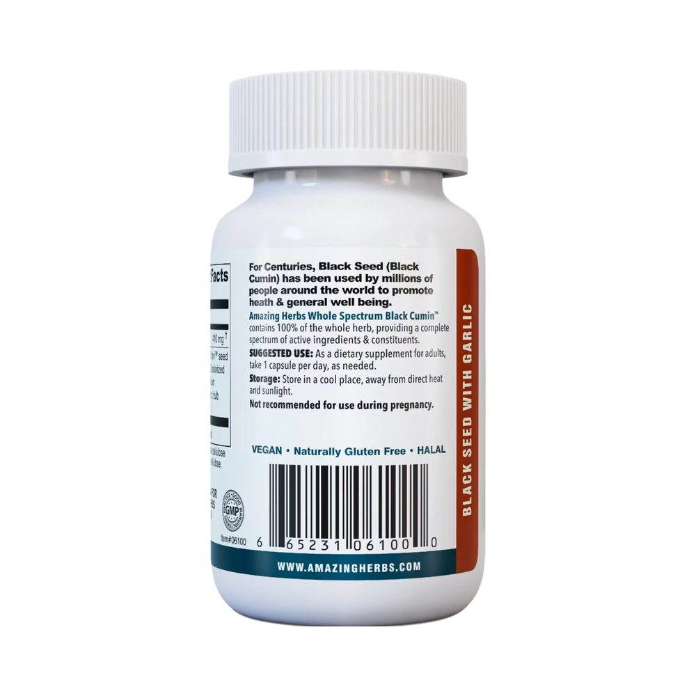 Amazing Herbs, Whole Spectrum Black Seed with High Potency Garlic, 100 Caps
