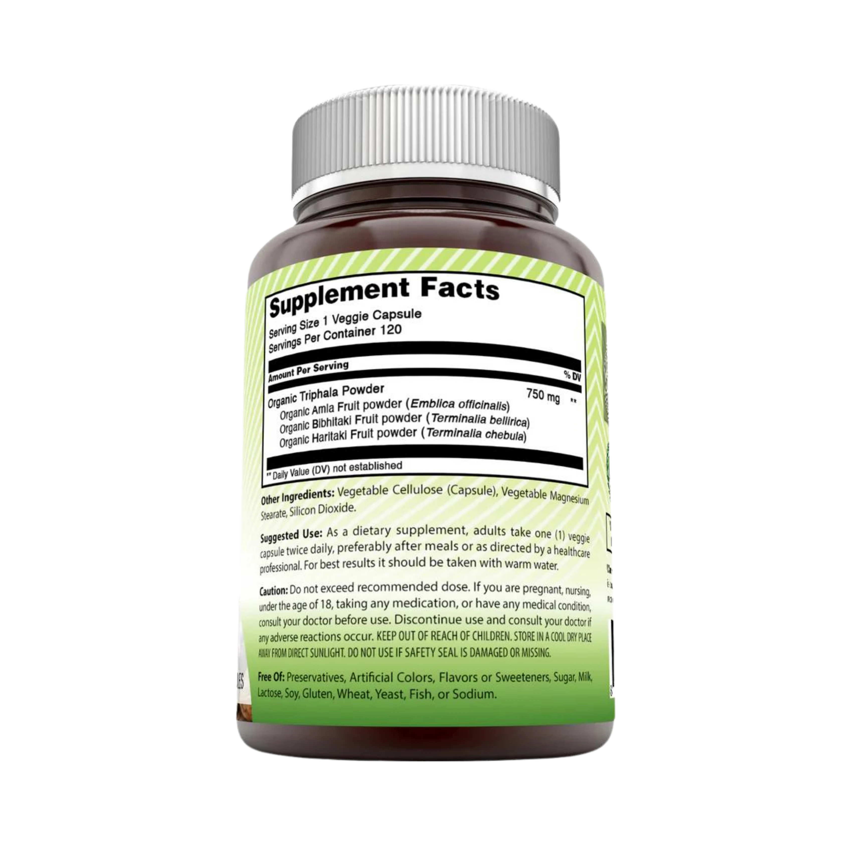 Amazing India, Organic Triphala, 750 Mg, 120 Veggie Capsules