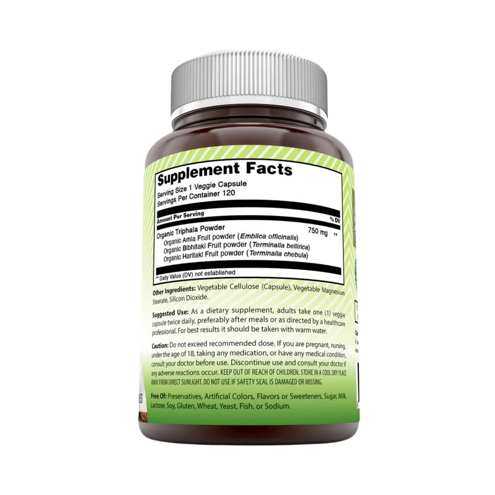Amazing India, Organic Triphala, 750 Mg, 120 Veggie Capsules