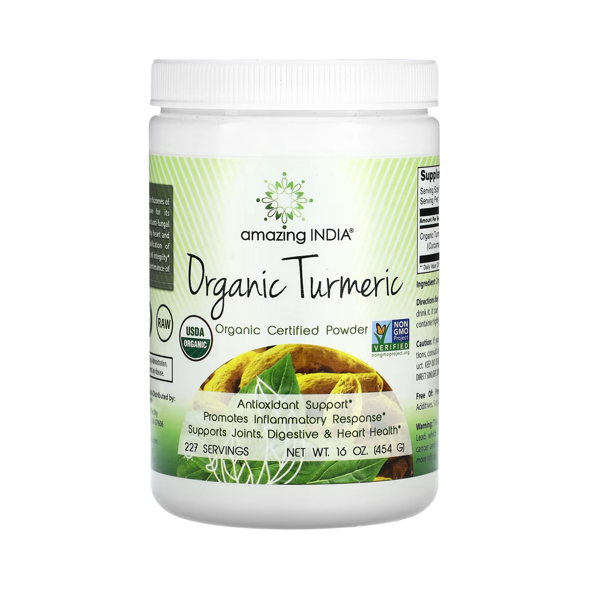 Amazing India, Organic Turmeric Powder, 16 Oz