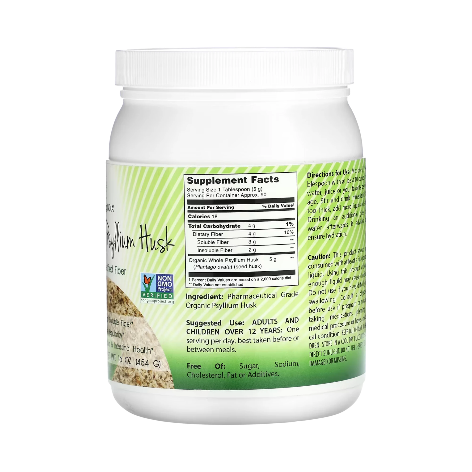 Amazing India, Organic Whole Psyllium Husk, 16 Oz