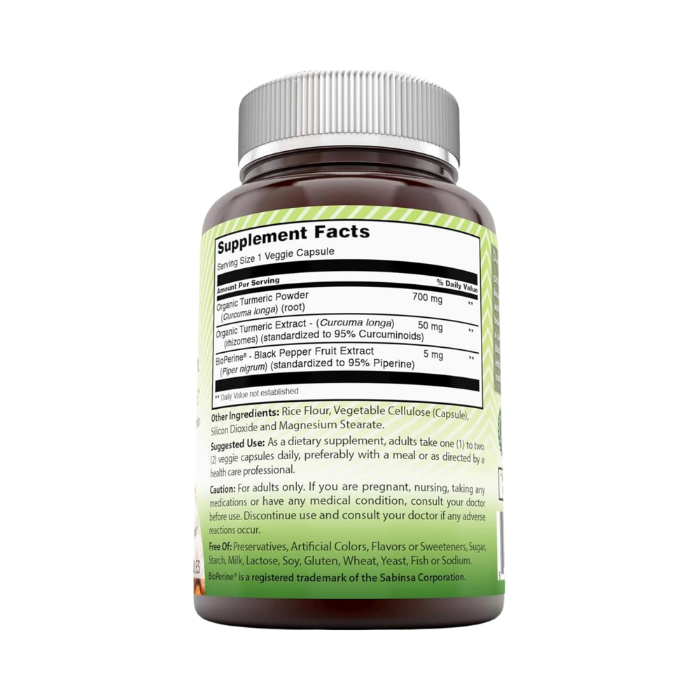 Amazing India, Turmeric Curcumin With Bioperine, 750 Mg, 180 Veggie Capsules