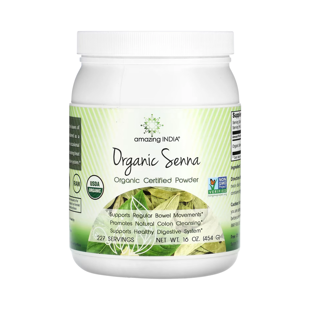 Amazing India, USDA Certified Organic Senna Powder, 16 Oz