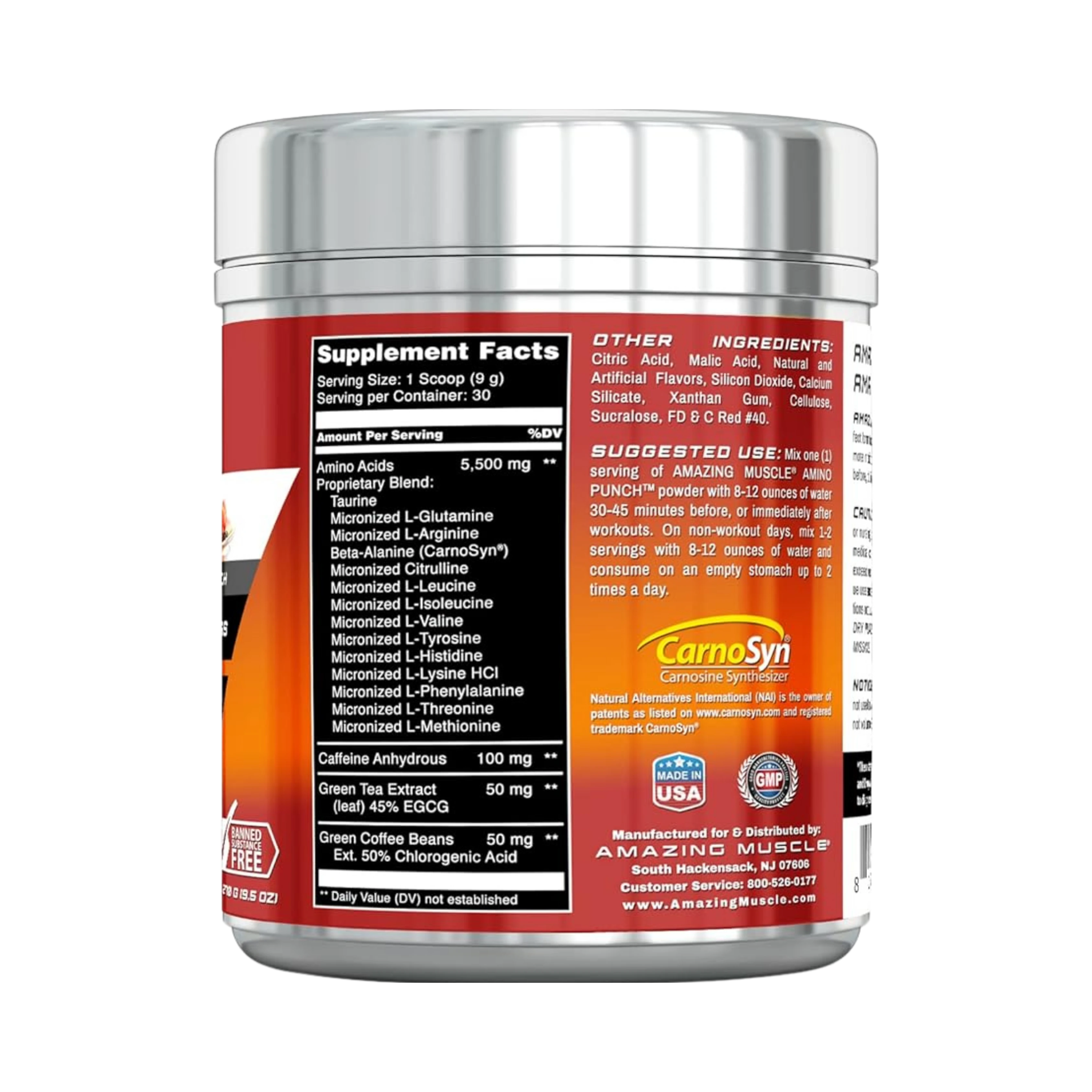Amazing Muscle, Amino Punch, Fruit Punch, 30 Servings