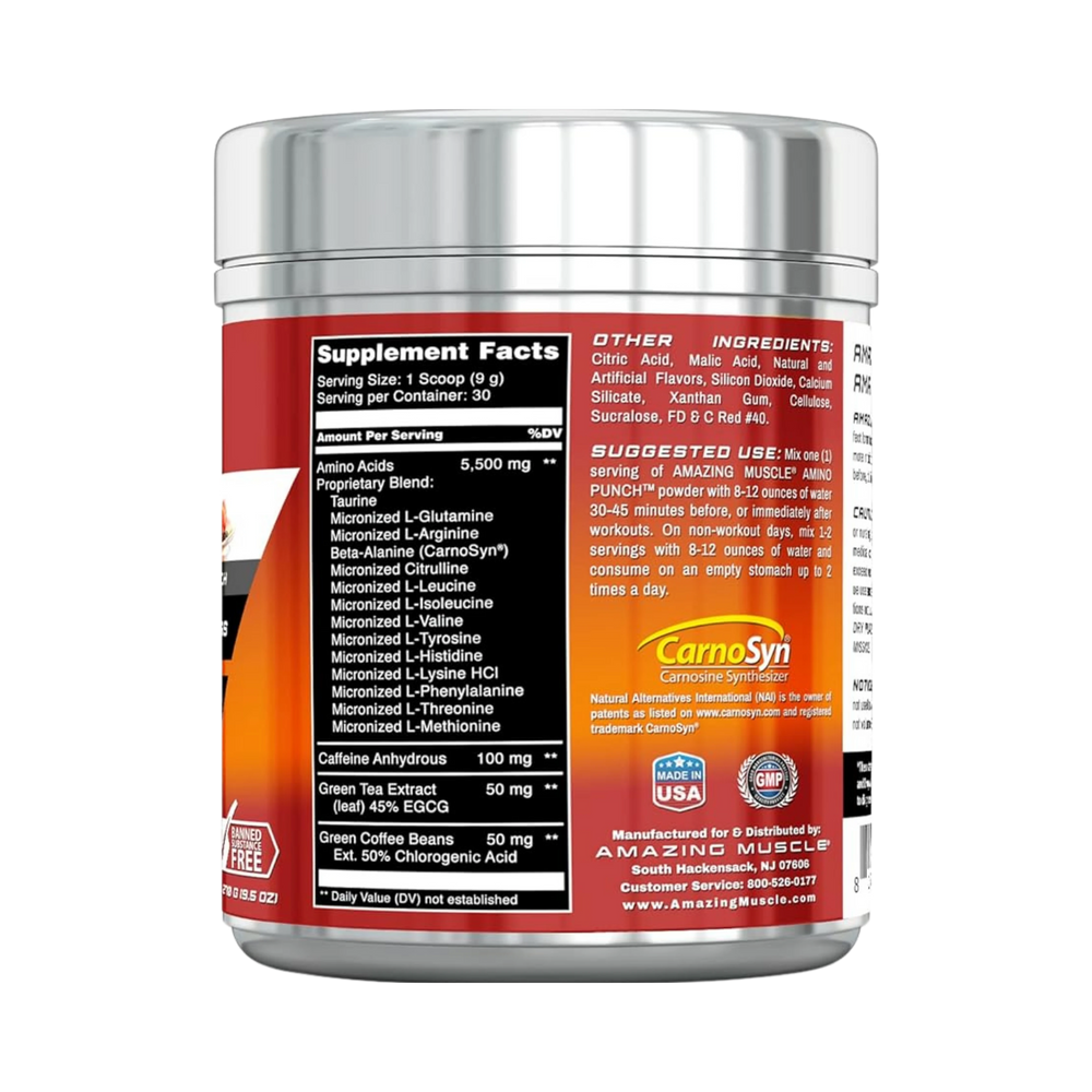 Amazing Muscle, Amino Punch, Fruit Punch, 30 Servings