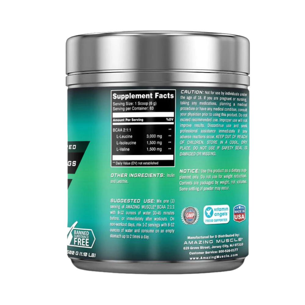 Amazing Muscle, BCAA 2:1:1 Branched Chain Amino Acid, Unflavored, 83 Servings