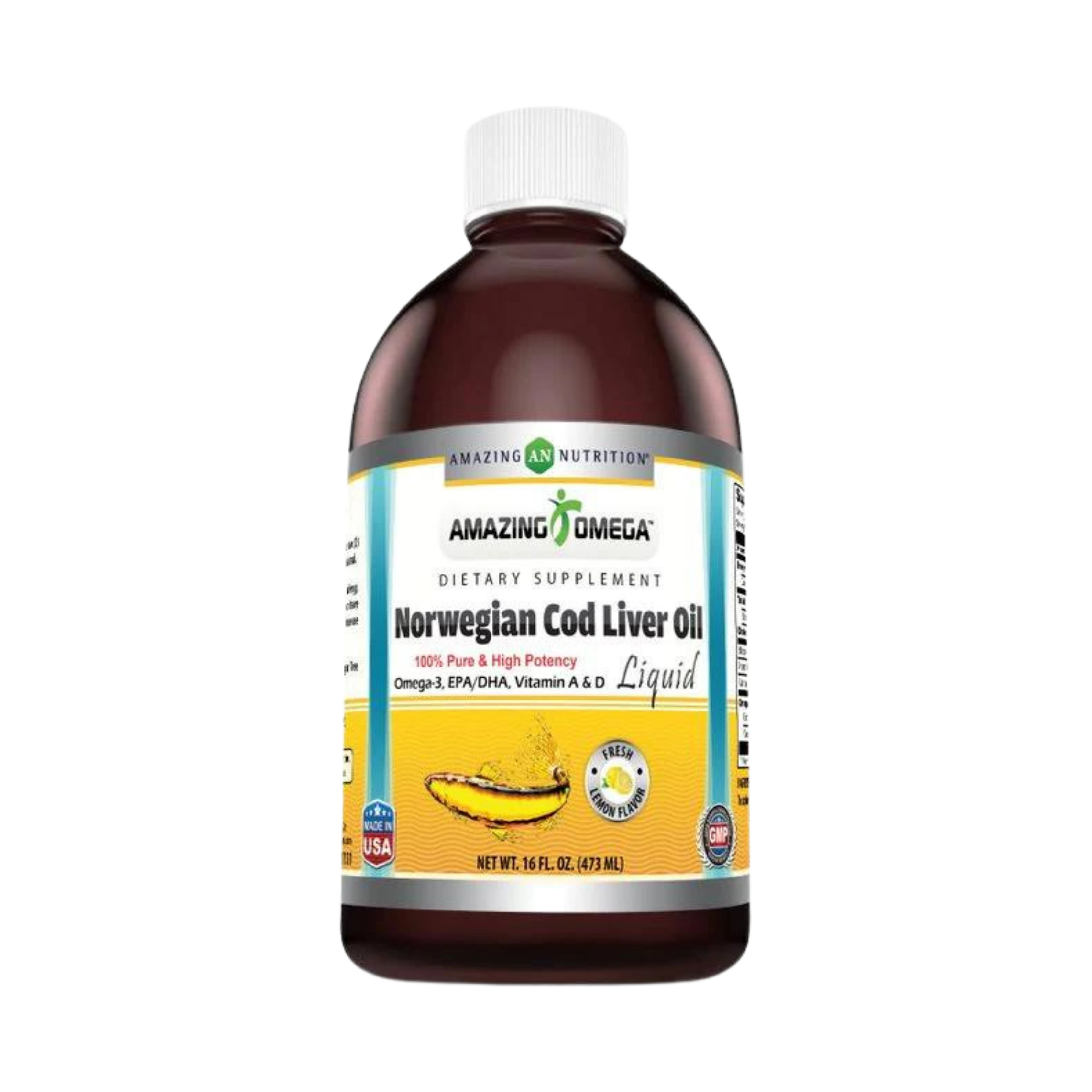 Amazing Omega, Norwegian Cod Liver Oil, Fresh Lemon, 16 Oz