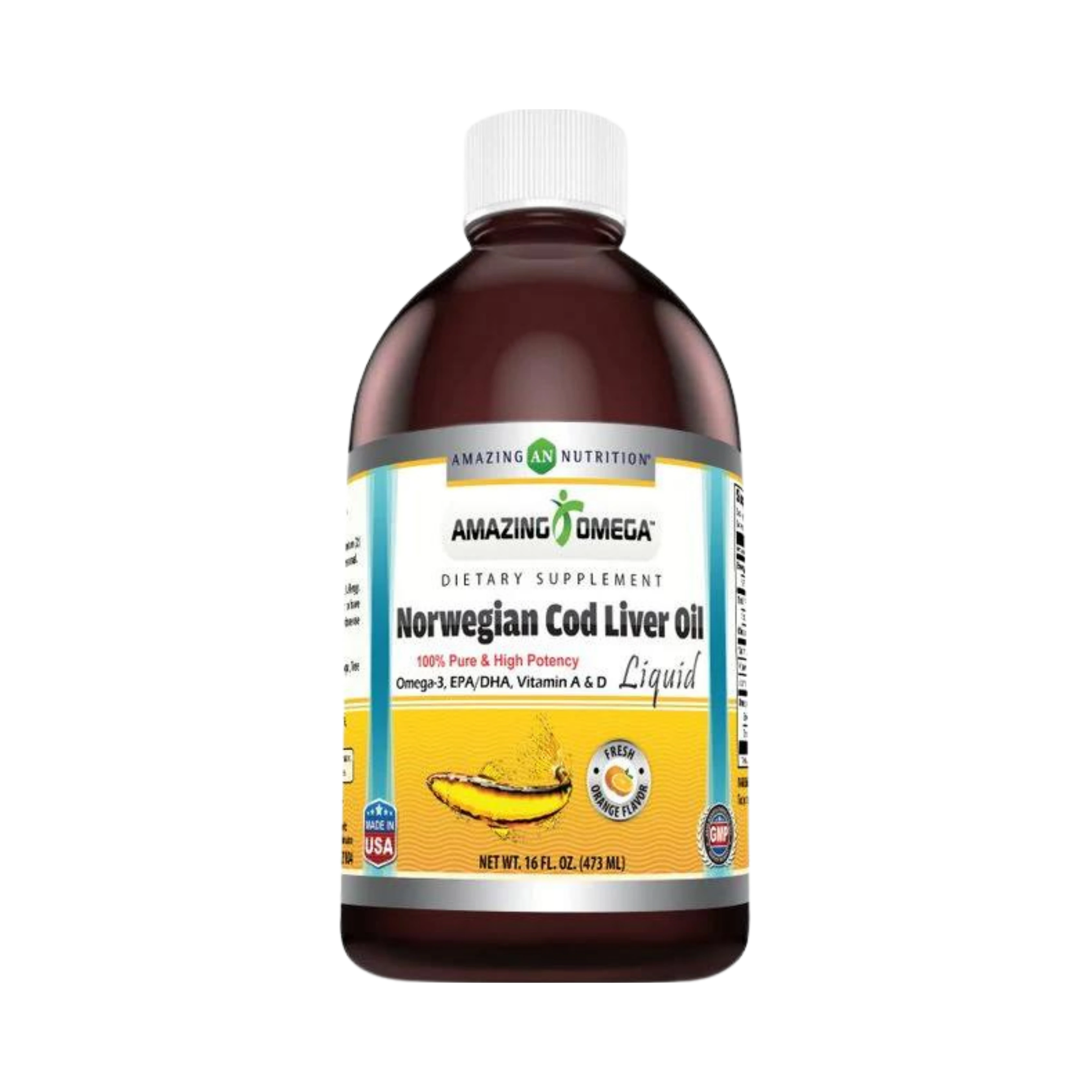 Amazing Omega, Norwegian Cod Liver Oil, Fresh Orange, 16 Oz