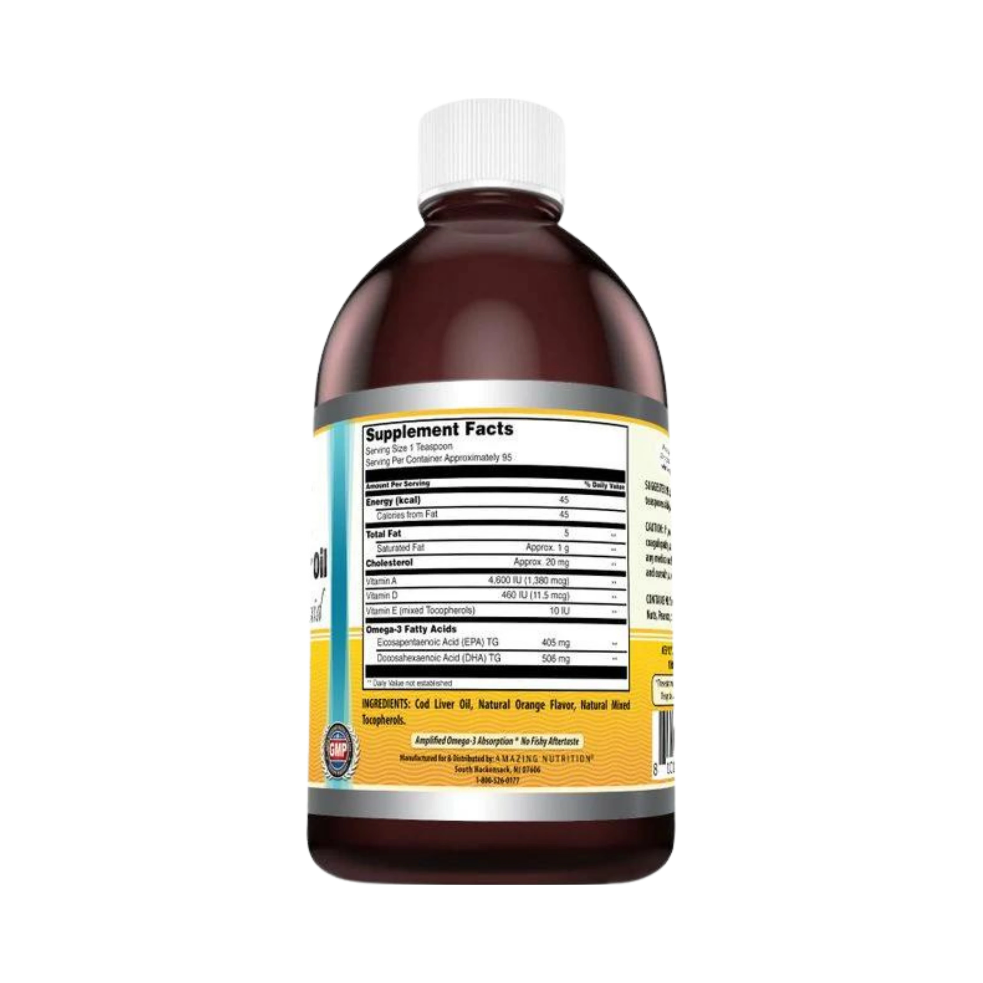 Amazing Omega, Norwegian Cod Liver Oil, Fresh Orange, 16 Oz