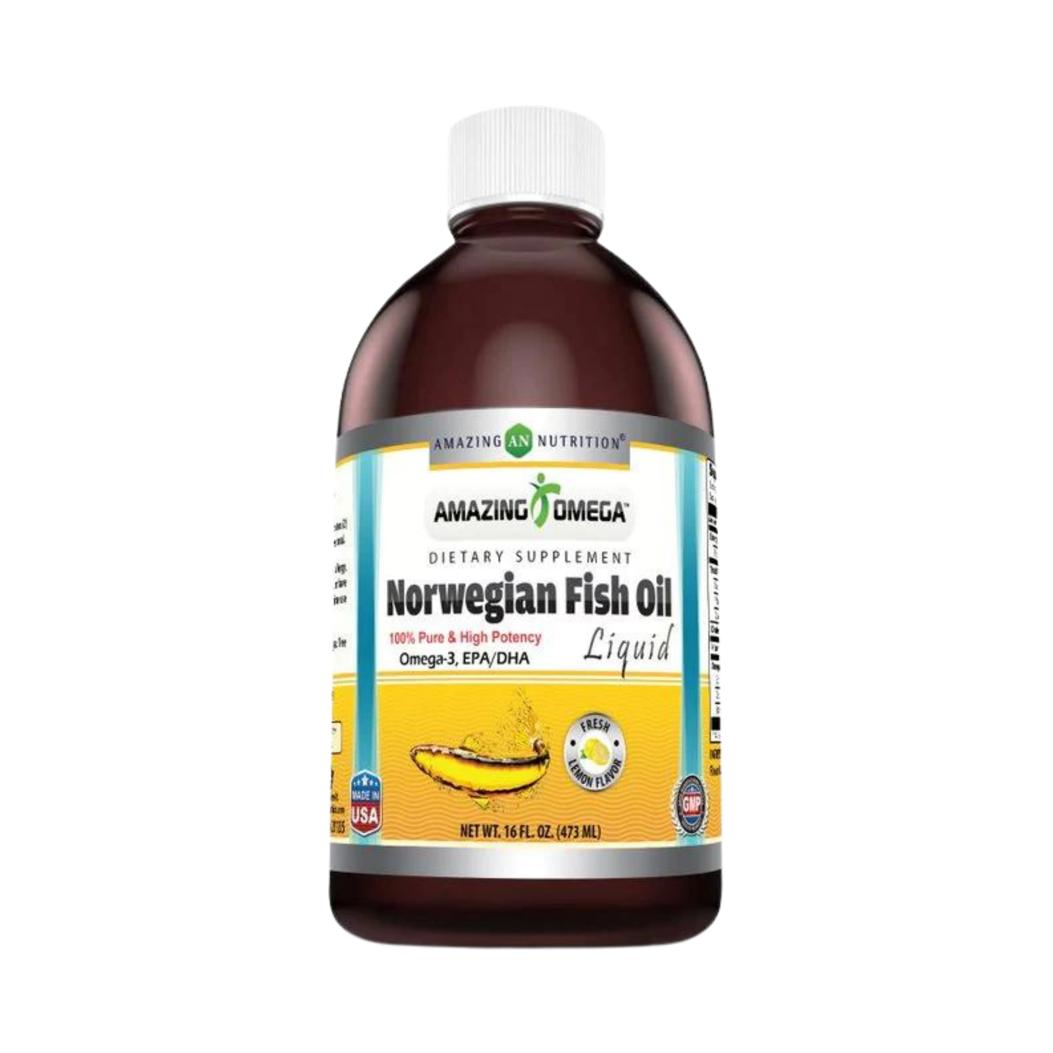 Amazing Omega, Norwegian Liquid Fish Oil, Lemon Flavor, 16 Oz