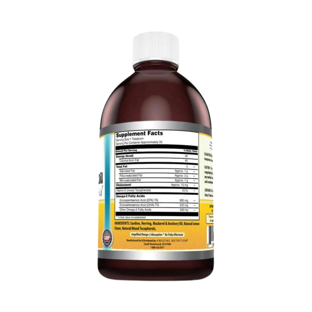 Amazing Omega, Norwegian Liquid Fish Oil, Lemon Flavor, 16 Oz