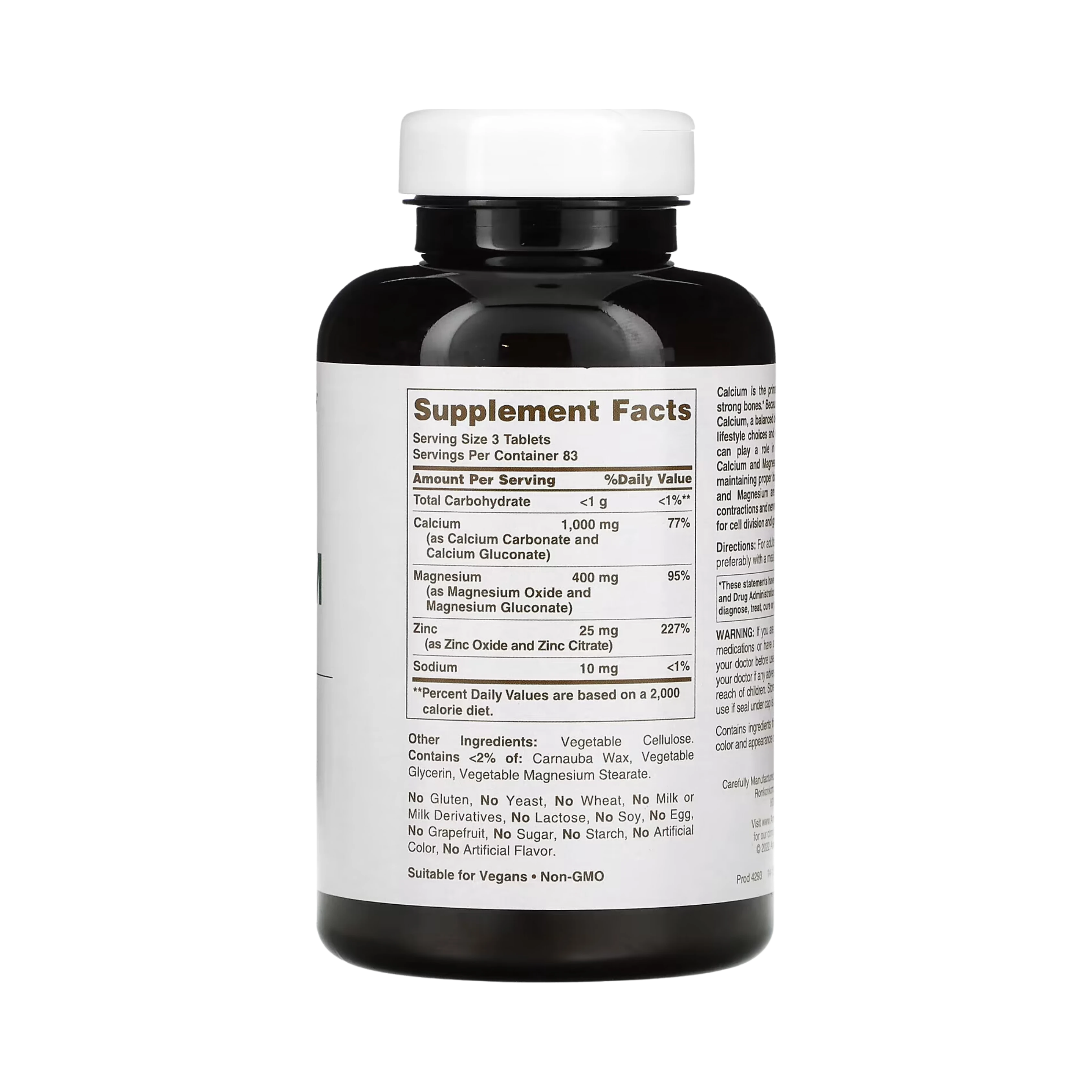 American Health, Chelated Calcium and Magnesium with Zinc, 250 Tablets