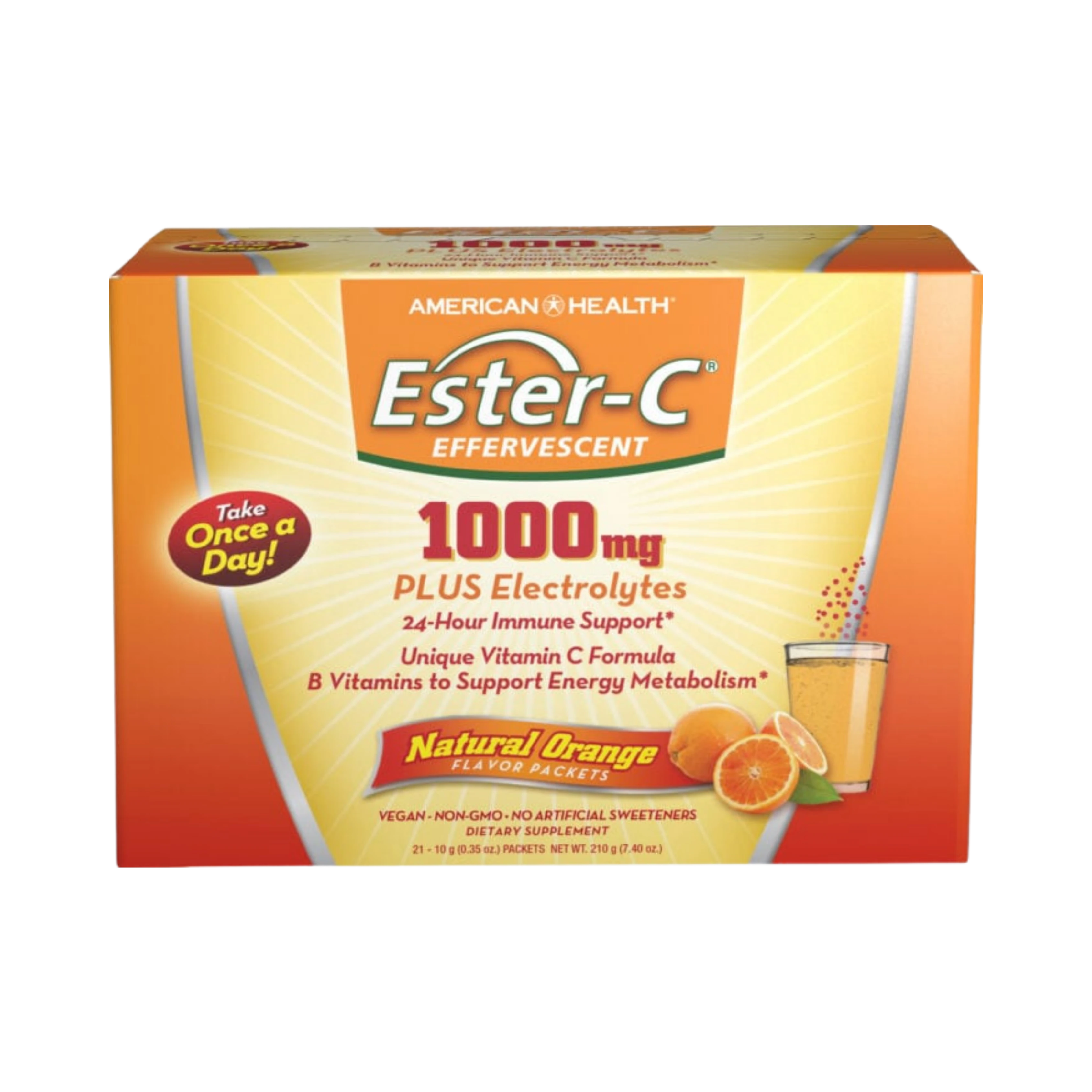 American Health, Ester-C 1000 Mg Effervescent, Orange, 21 Packets
