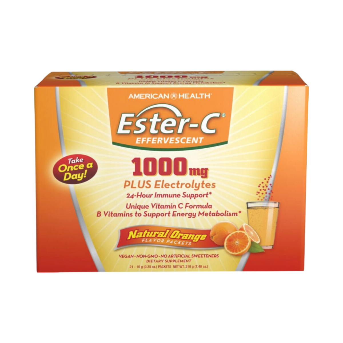 American Health, Ester-C 1000 Mg Effervescent, Orange, 21 Packets