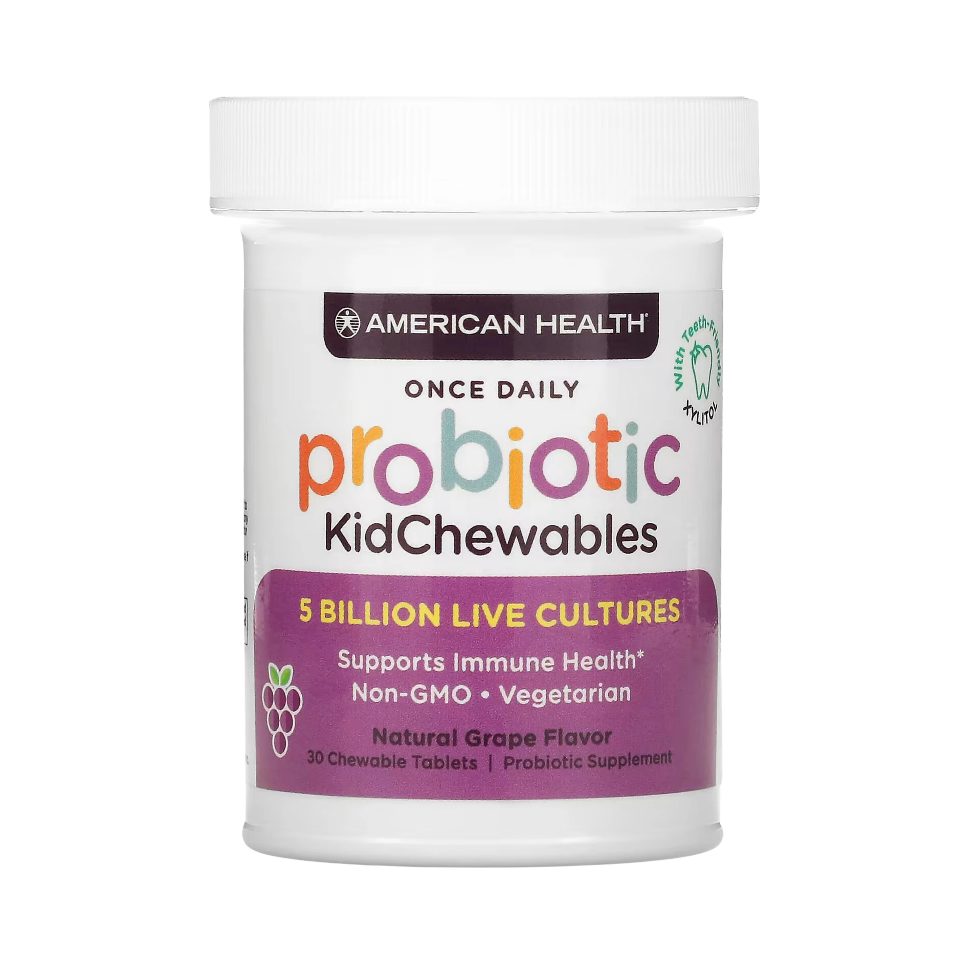 American Health, Probiotic Kid Chewables, Grape, 30 Tablets