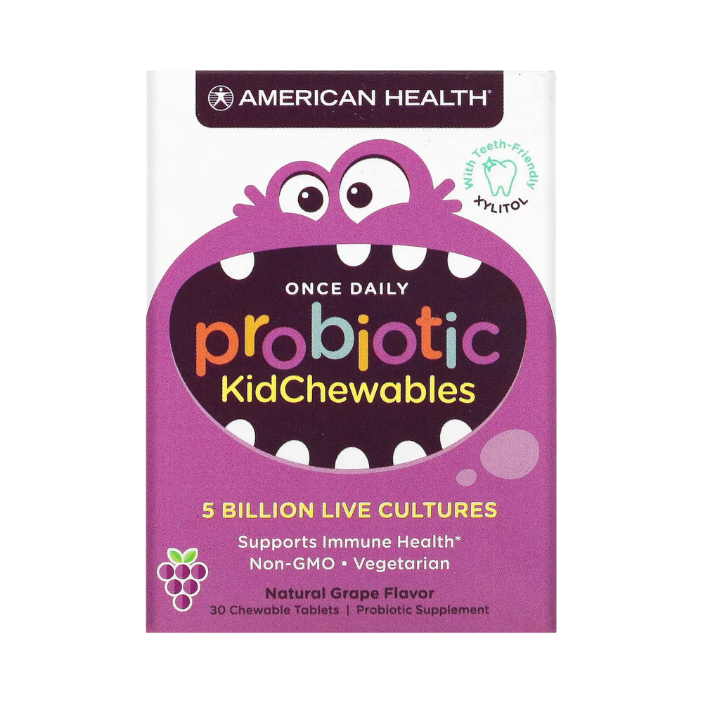 American Health, Probiotic Kid Chewables, Grape, 30 Tablets