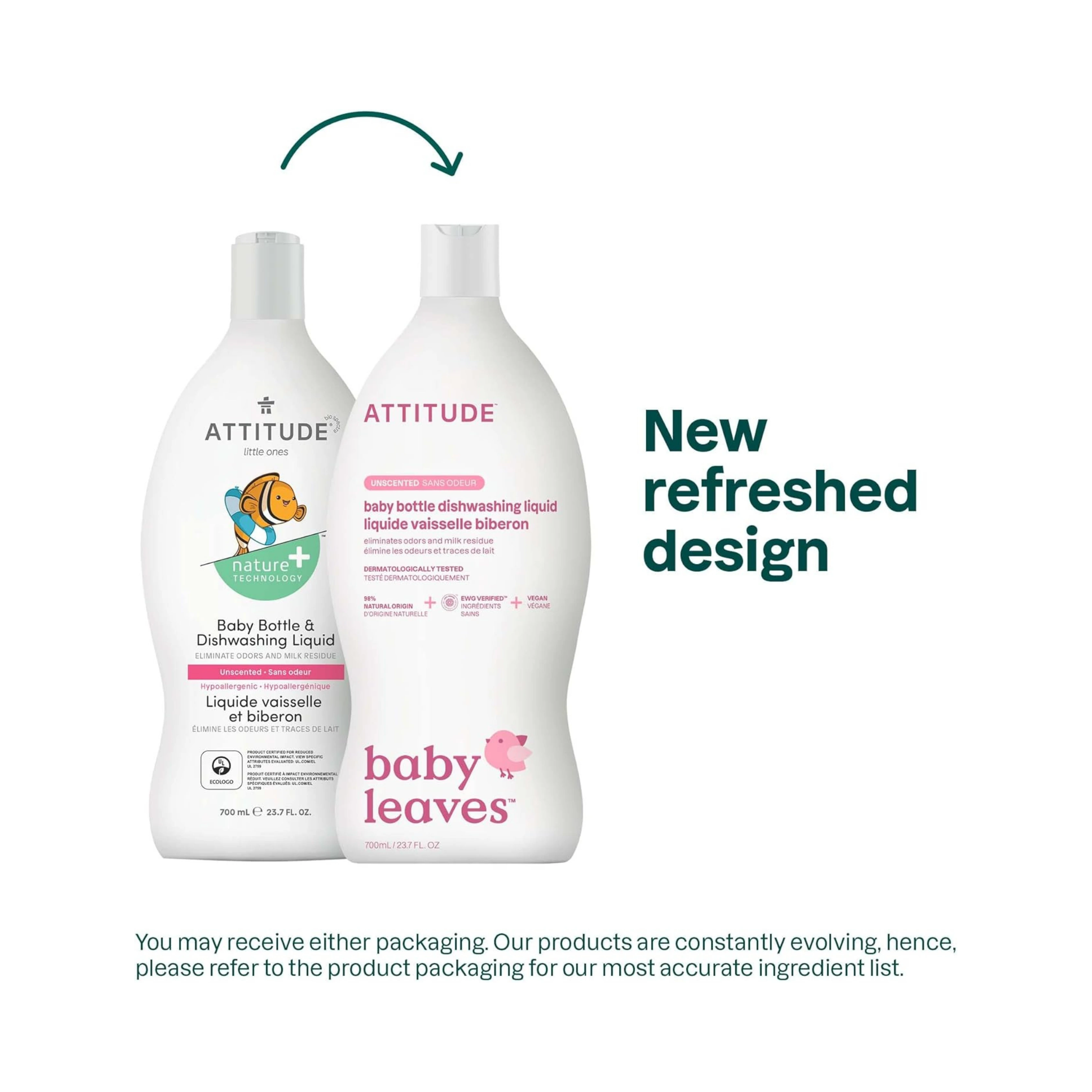 Attitude, Baby Bottle & Dishwashing Liquid Fragrance Free, 23.6 Fl Oz
