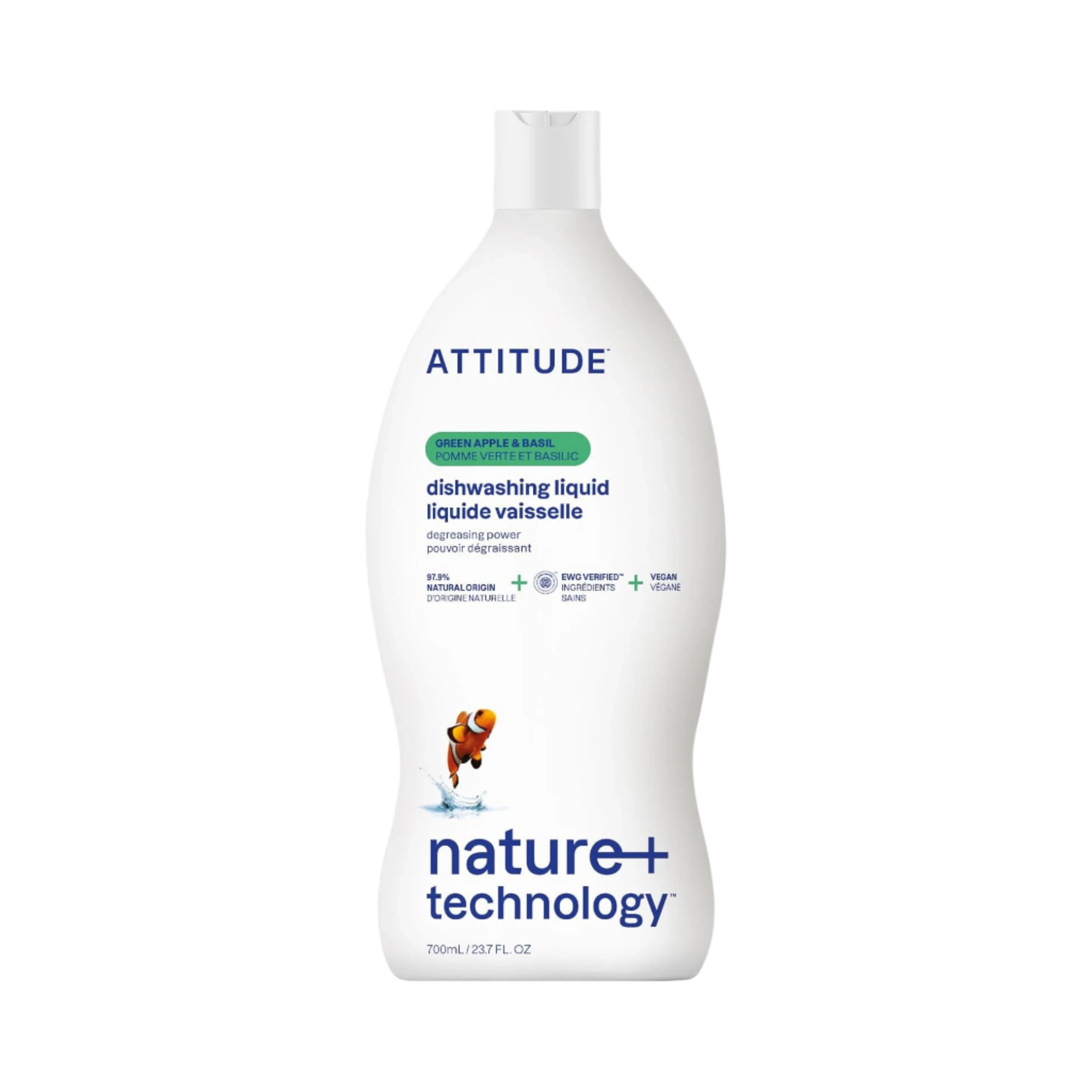 Attitude, Dishwashing Liquid Green Apple & Basil, 23.6 Fl Oz