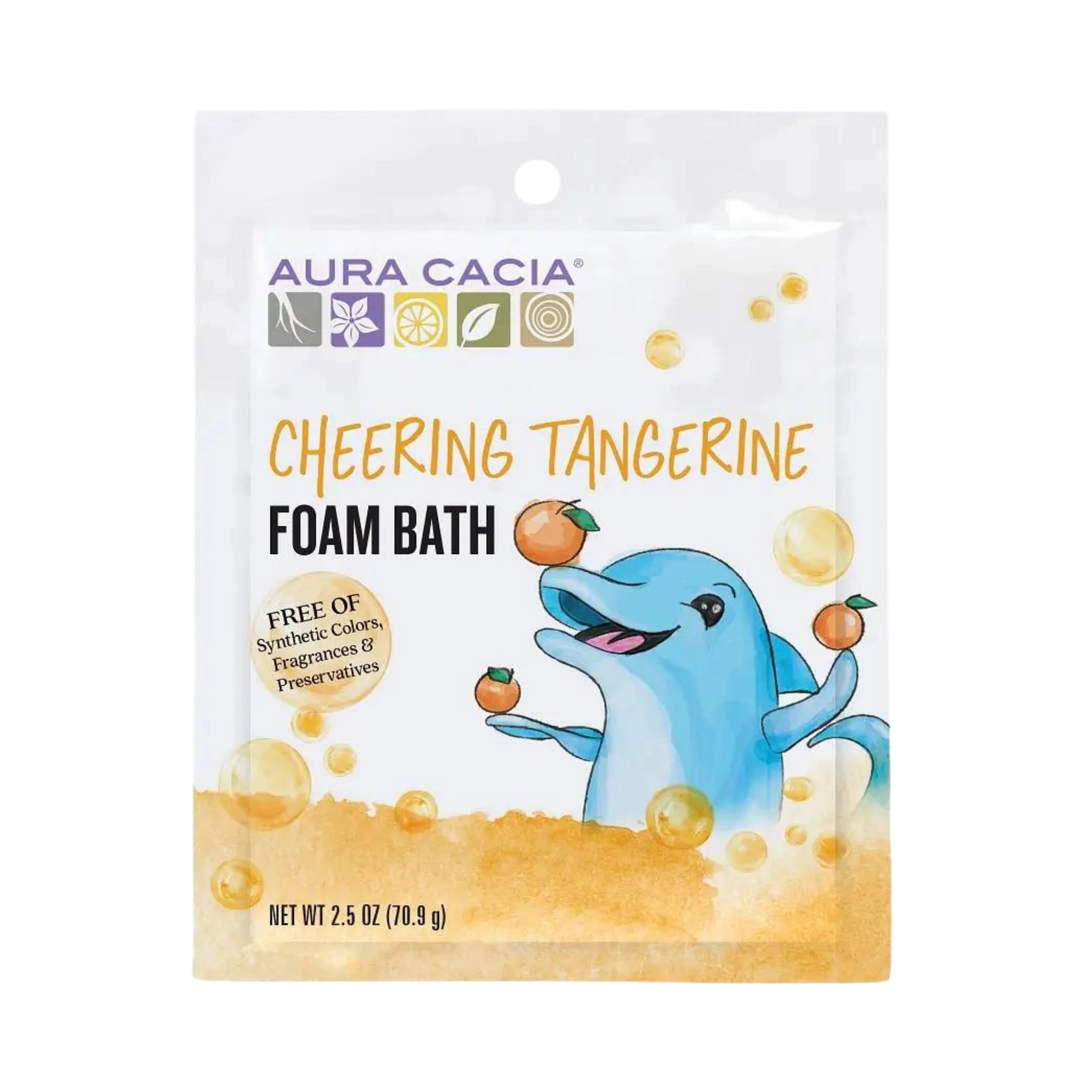 Aura Cacia, Cheering Tangerine and Sweet Orange Kids Foam Bath, 2.5 Oz