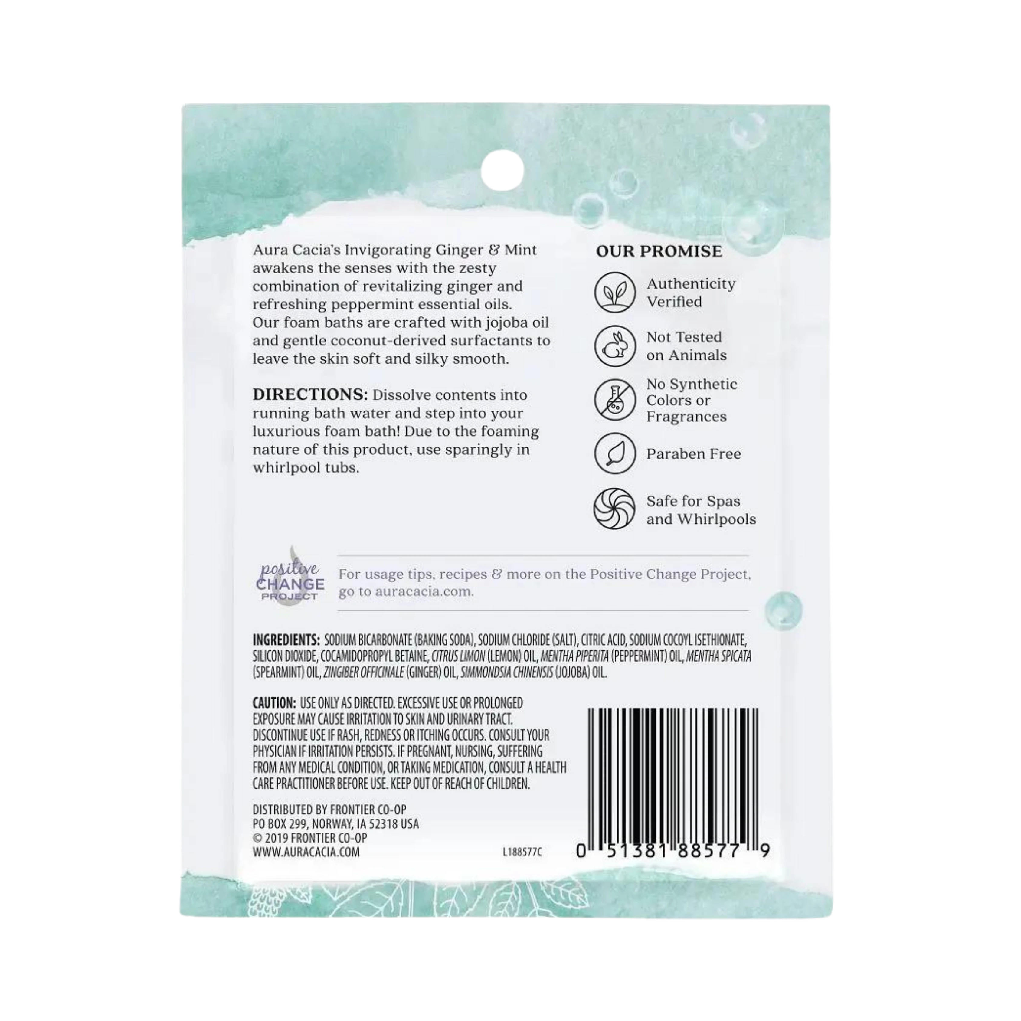 Aura Cacia, Foam Bath, Ginger & Mint, 2.5 Oz