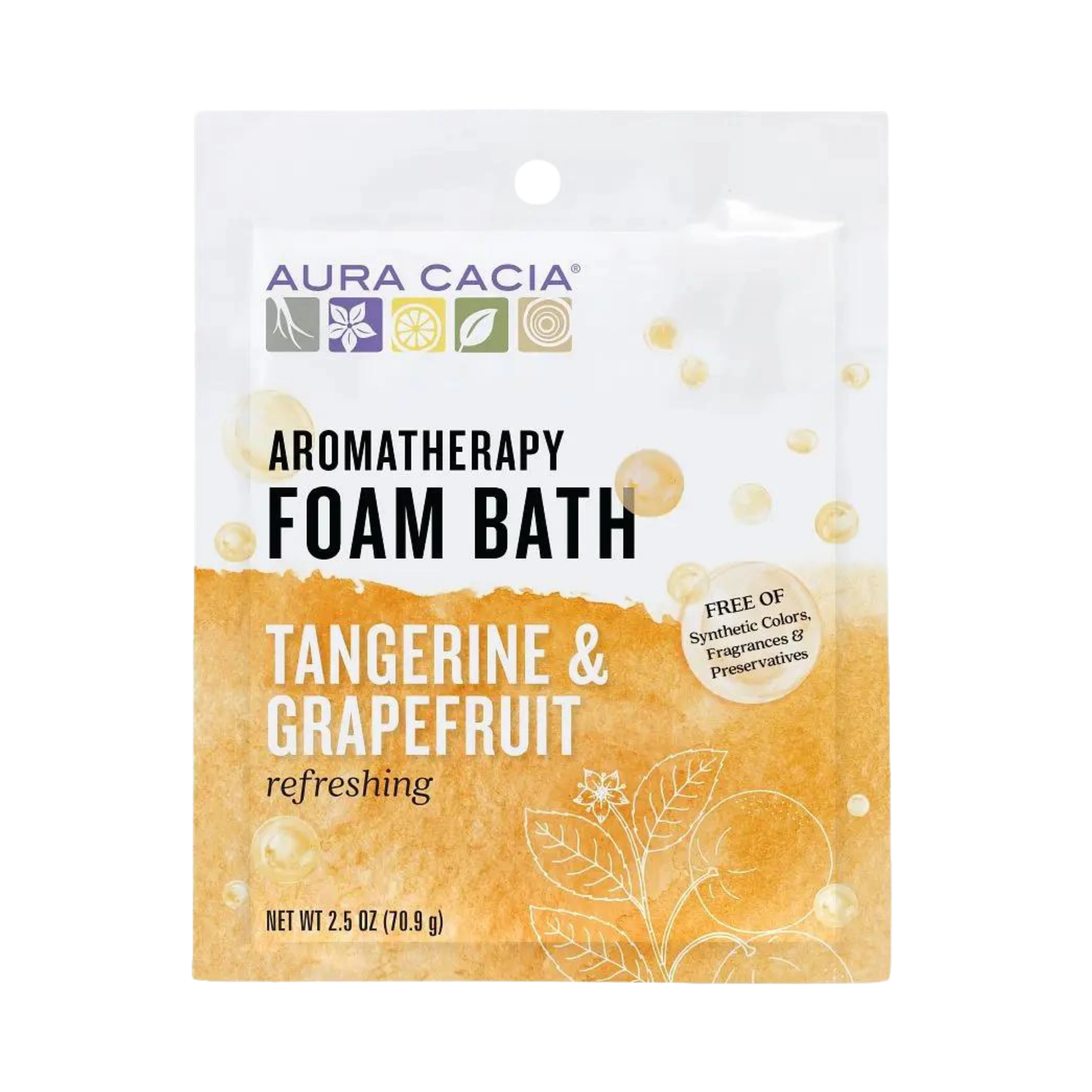 Aura Cacia, Foam Bath, Refreshing Tangerine & Grapefruit, 2.5 Oz
