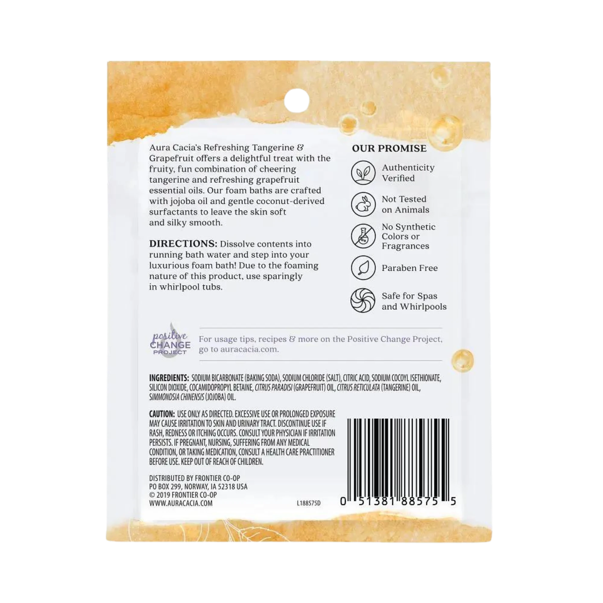 Aura Cacia, Foam Bath, Refreshing Tangerine & Grapefruit, 2.5 Oz