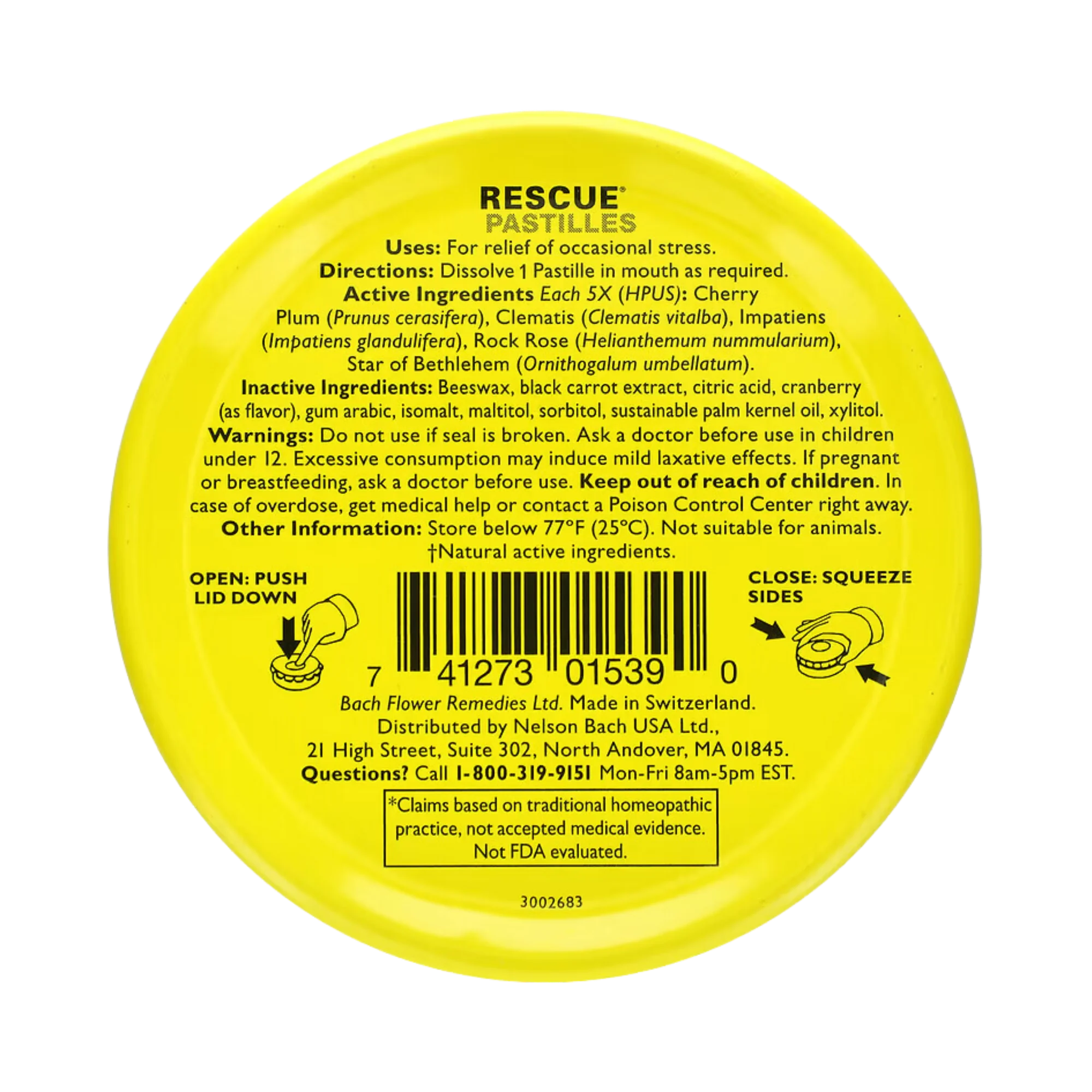 Bach, Original Flower Remedies, Rescue Pastilles, Cranberry, 12 pc