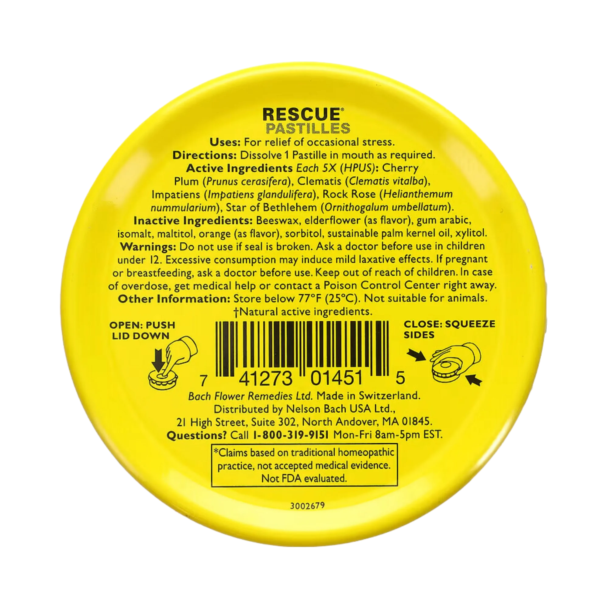 Bach, Original Flower Remedies, Rescue Pastilles, Orange, 12 pc