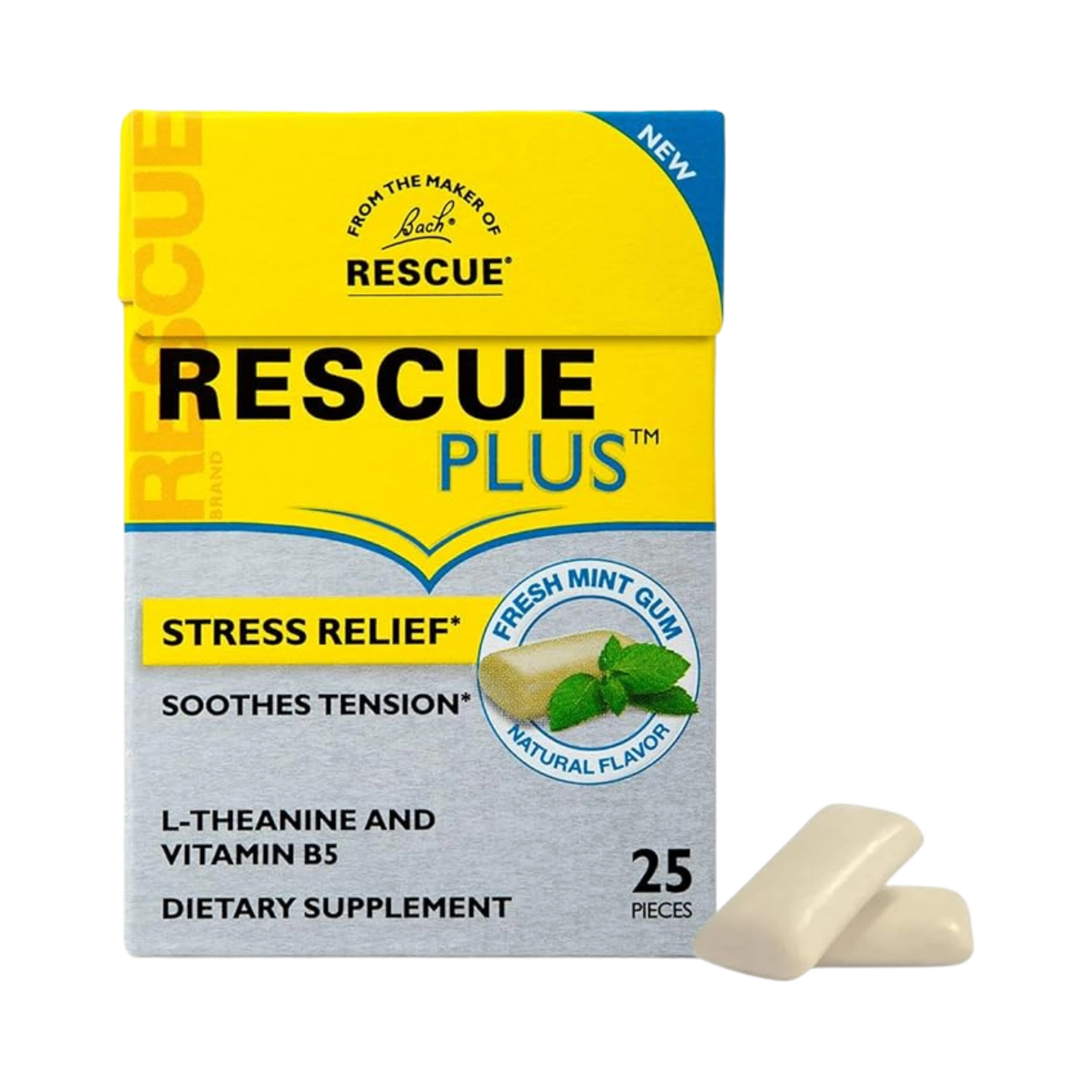 Bach, Original Flower Remedies, Rescue Plus Gum, 25 Pieces