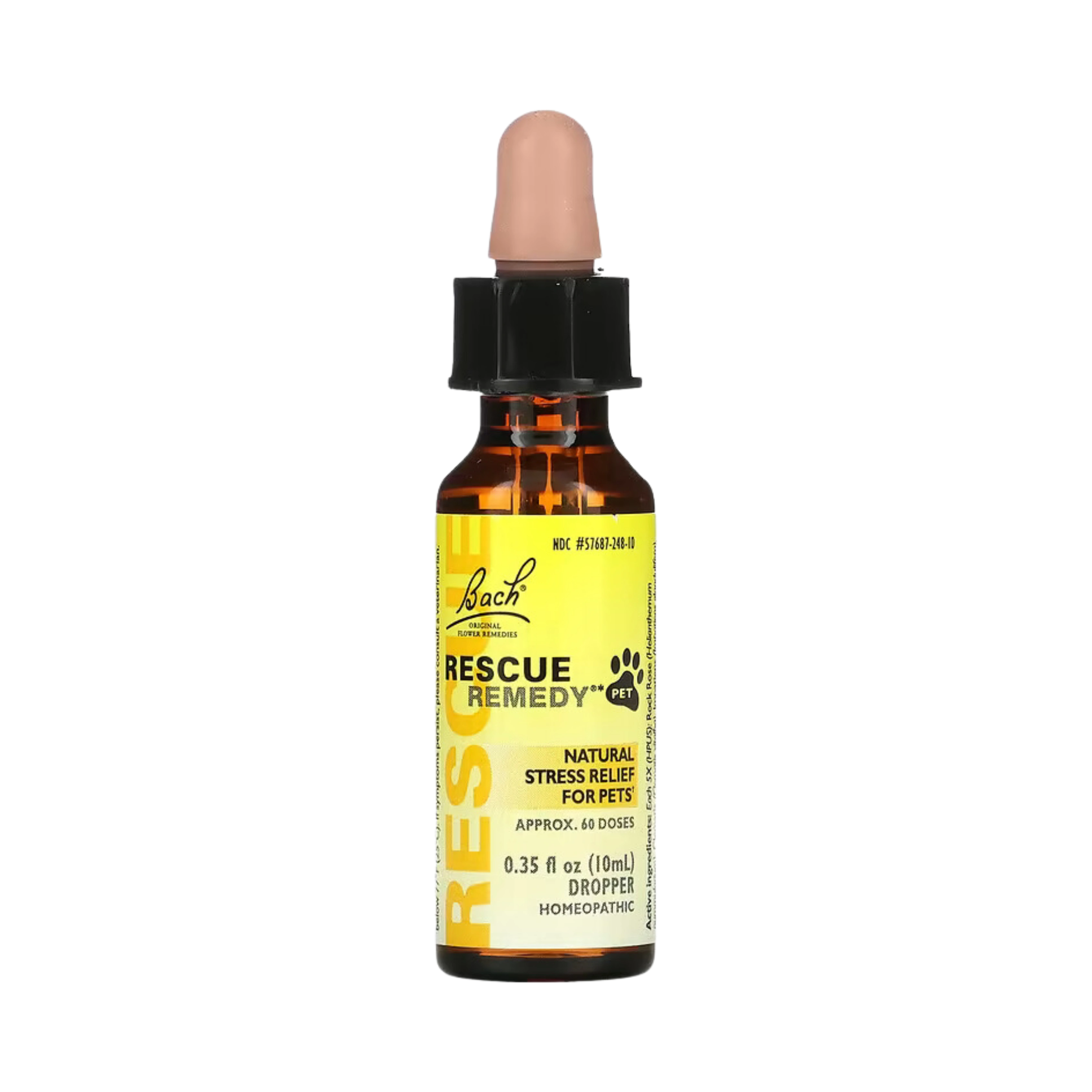 Bach, Original Flower Remedies, Rescue Remedy Pet, Natural Stress Relief, Dropper, 10 Ml