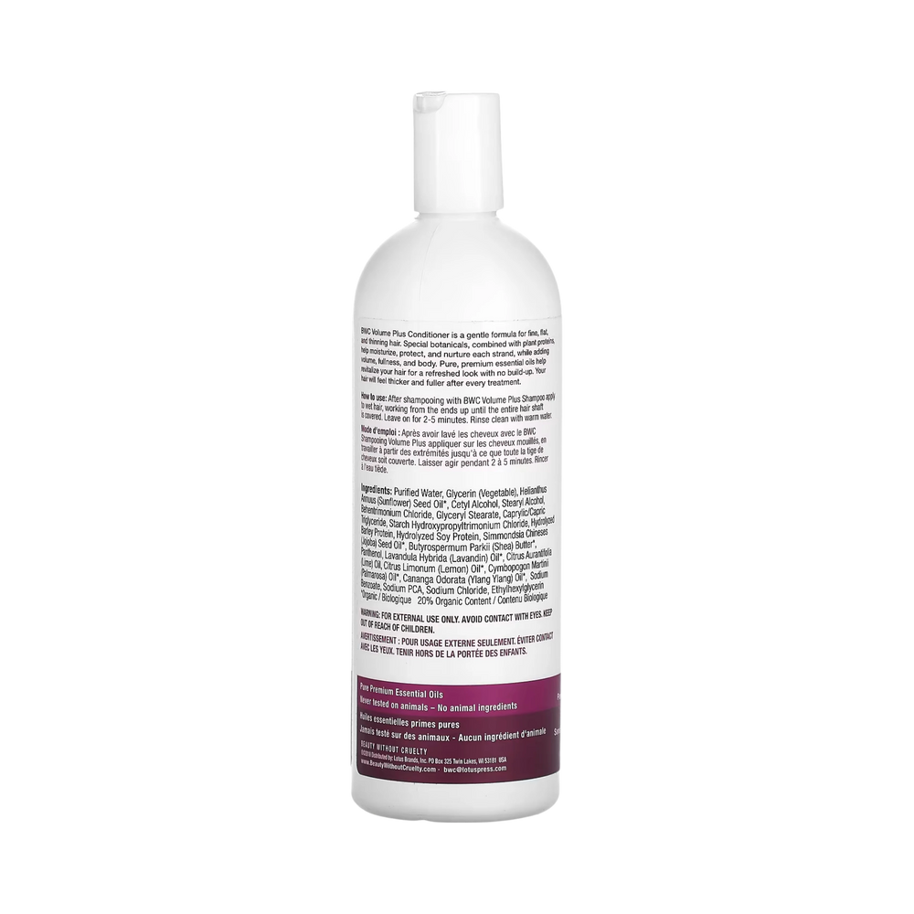 Beauty Without Cruelty, Conditioner, Volume Plus, For Fine Hair, 16 Fl Oz