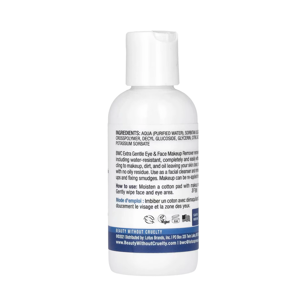 Beauty Without Cruelty, Eye & Face Makeup Remover, Extra Gentle, 4 Fl Oz