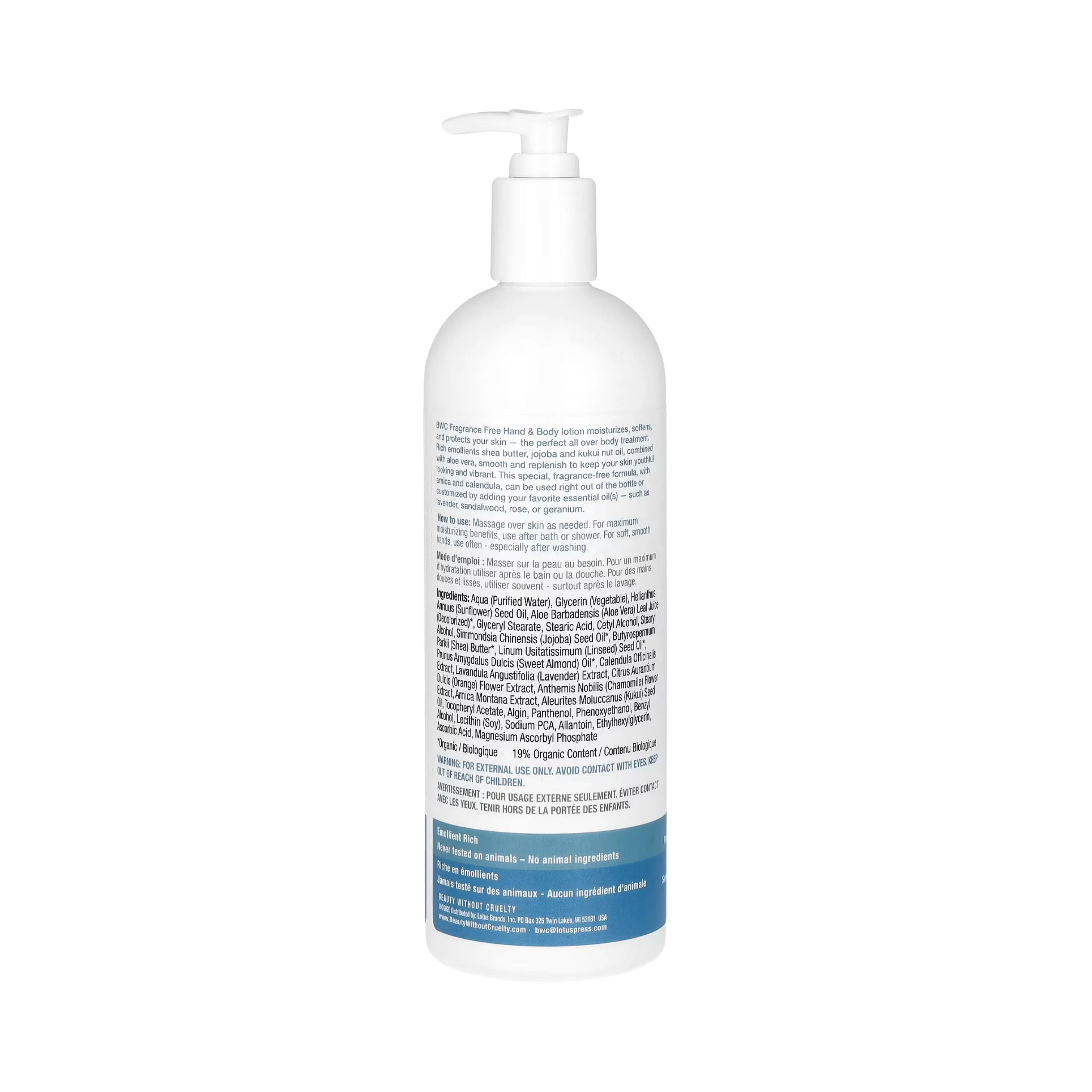 Beauty Without Cruelty, Hand & Body Lotion, Fragrance Free, 16 Fl Oz