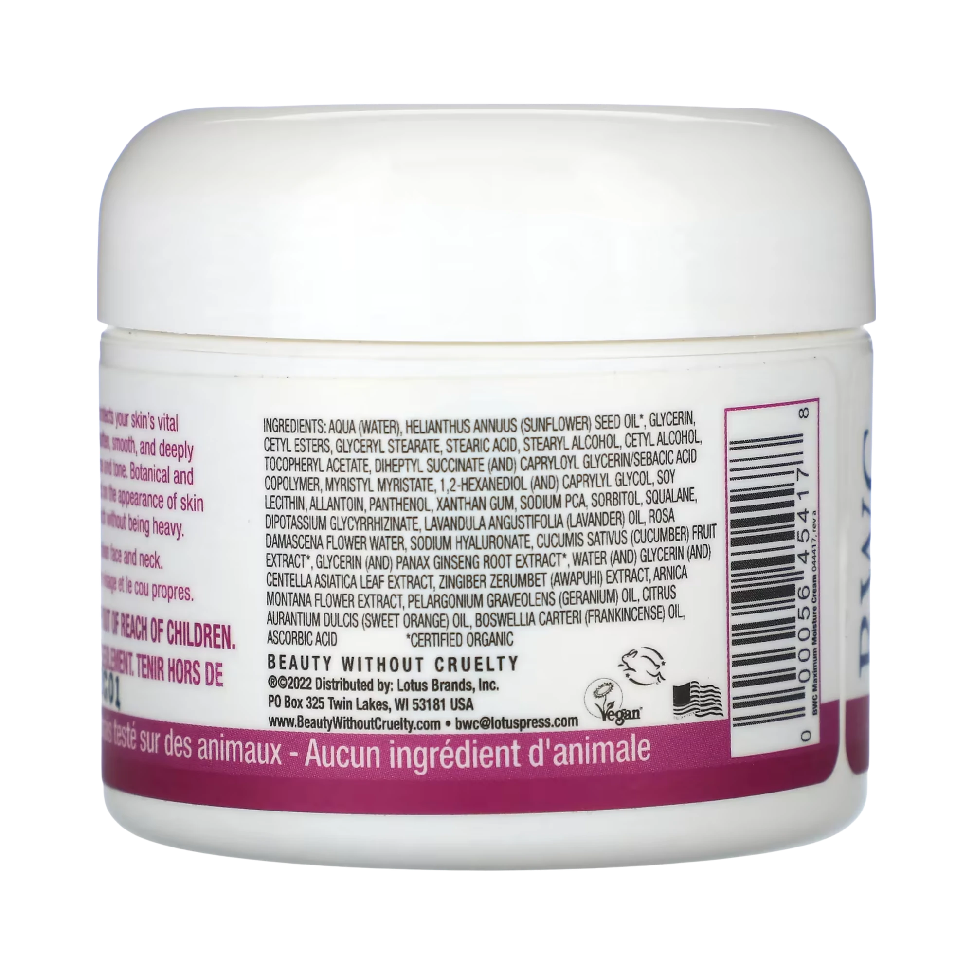 Beauty Without Cruelty, Maximum Moisture Cream, 2 Oz