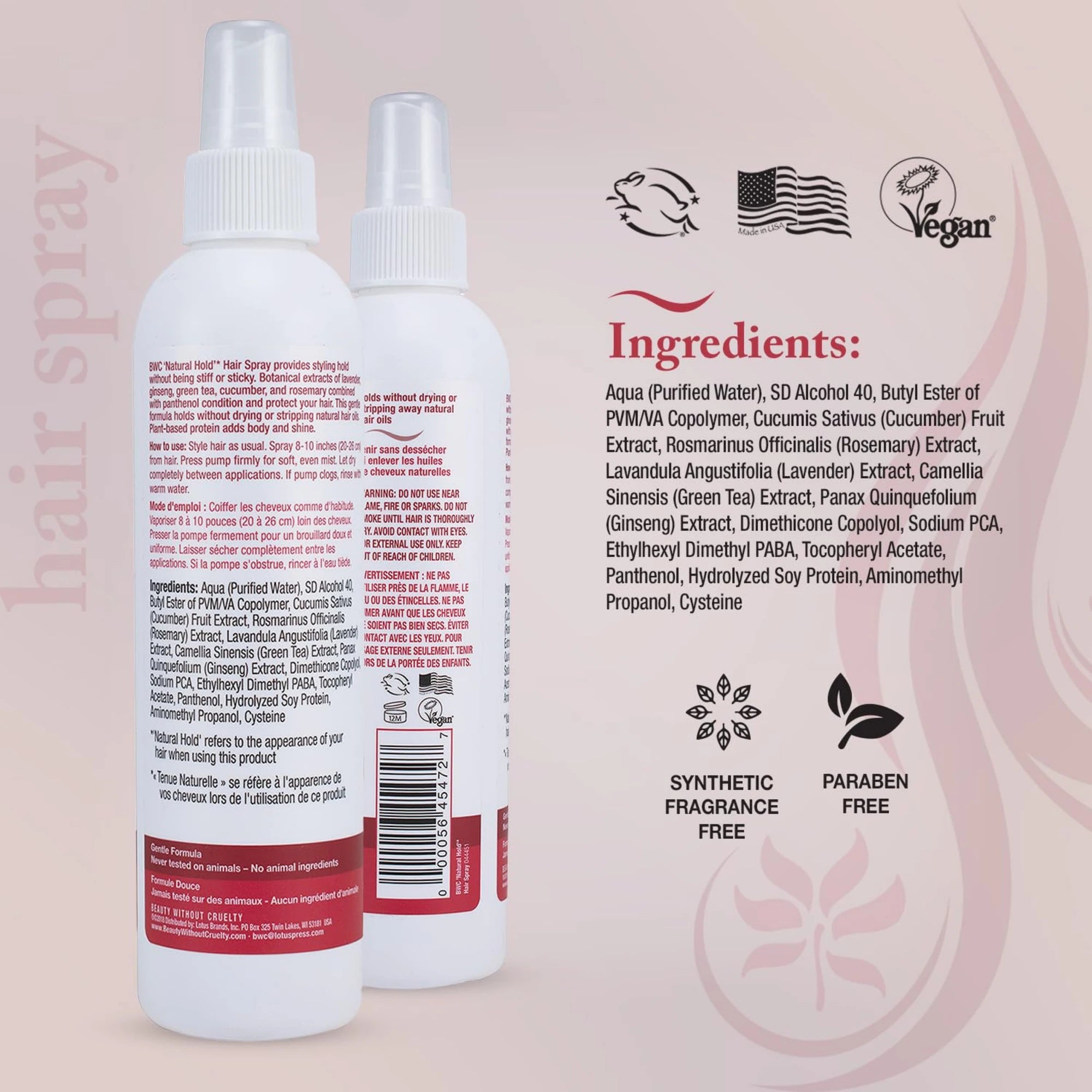 Beauty Without Cruelty, Natural Hold Hair Spray, 8.5 Oz